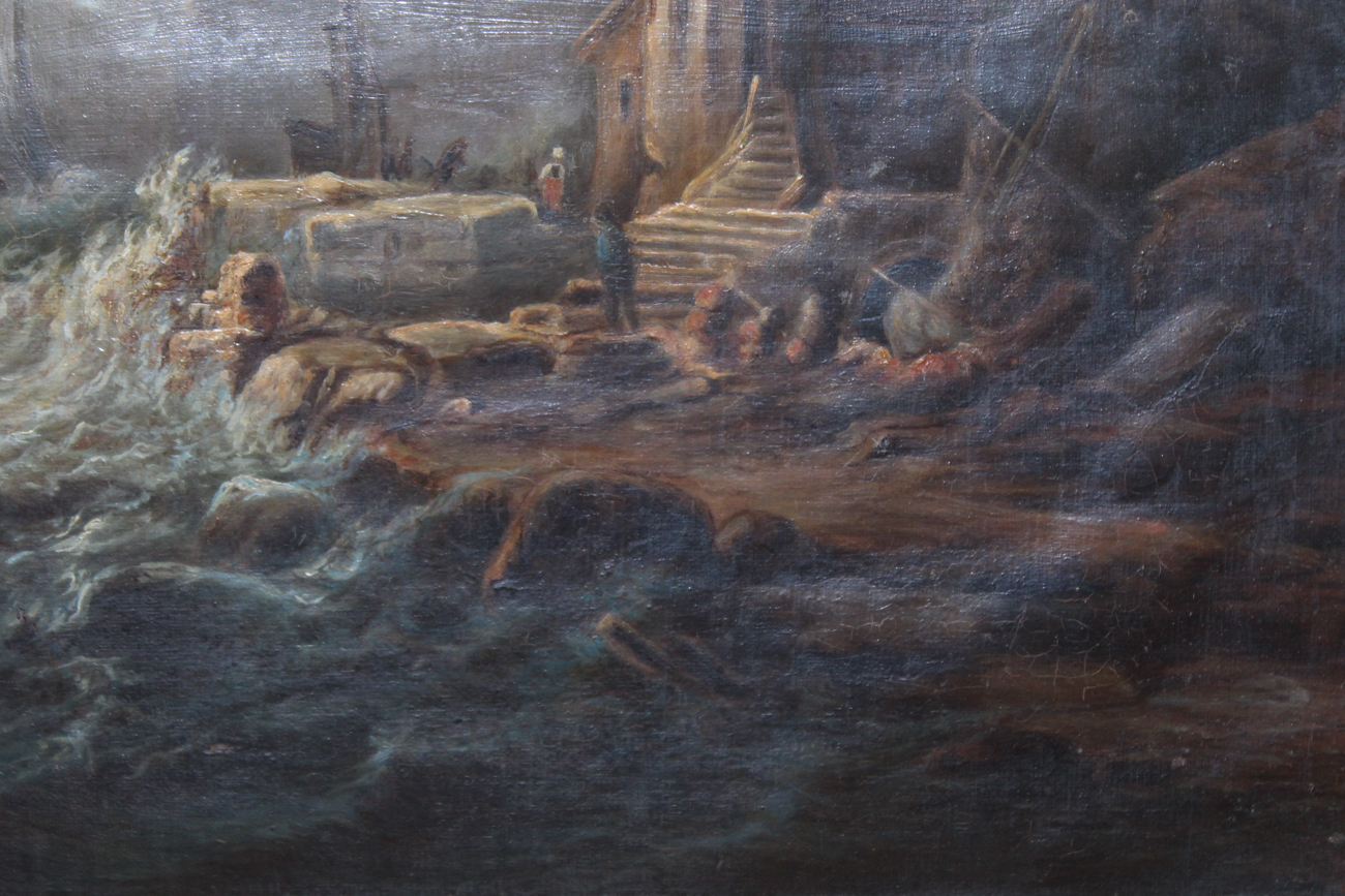 Antique Oil on Canvas Seascape