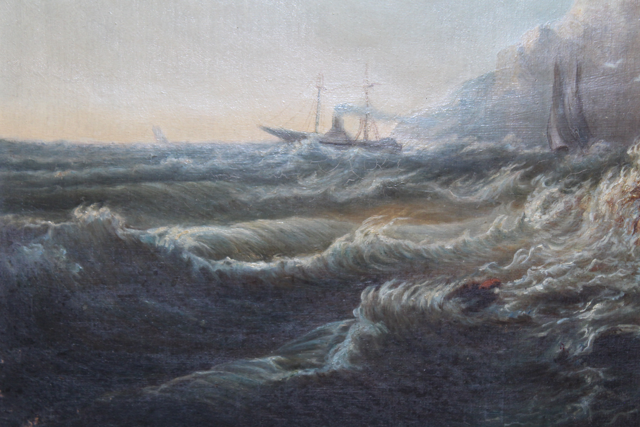Antique Oil on Canvas Seascape