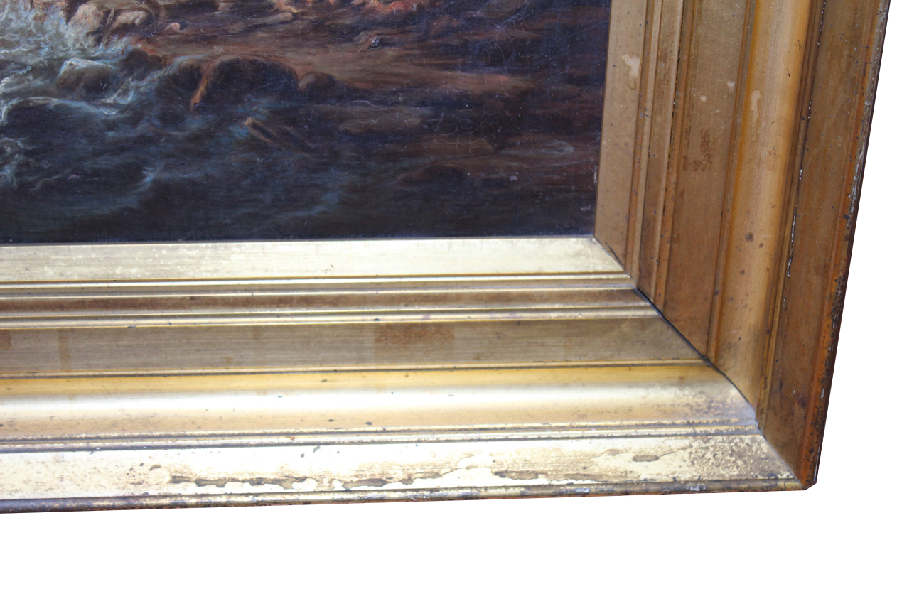 Antique Oil on Canvas Seascape