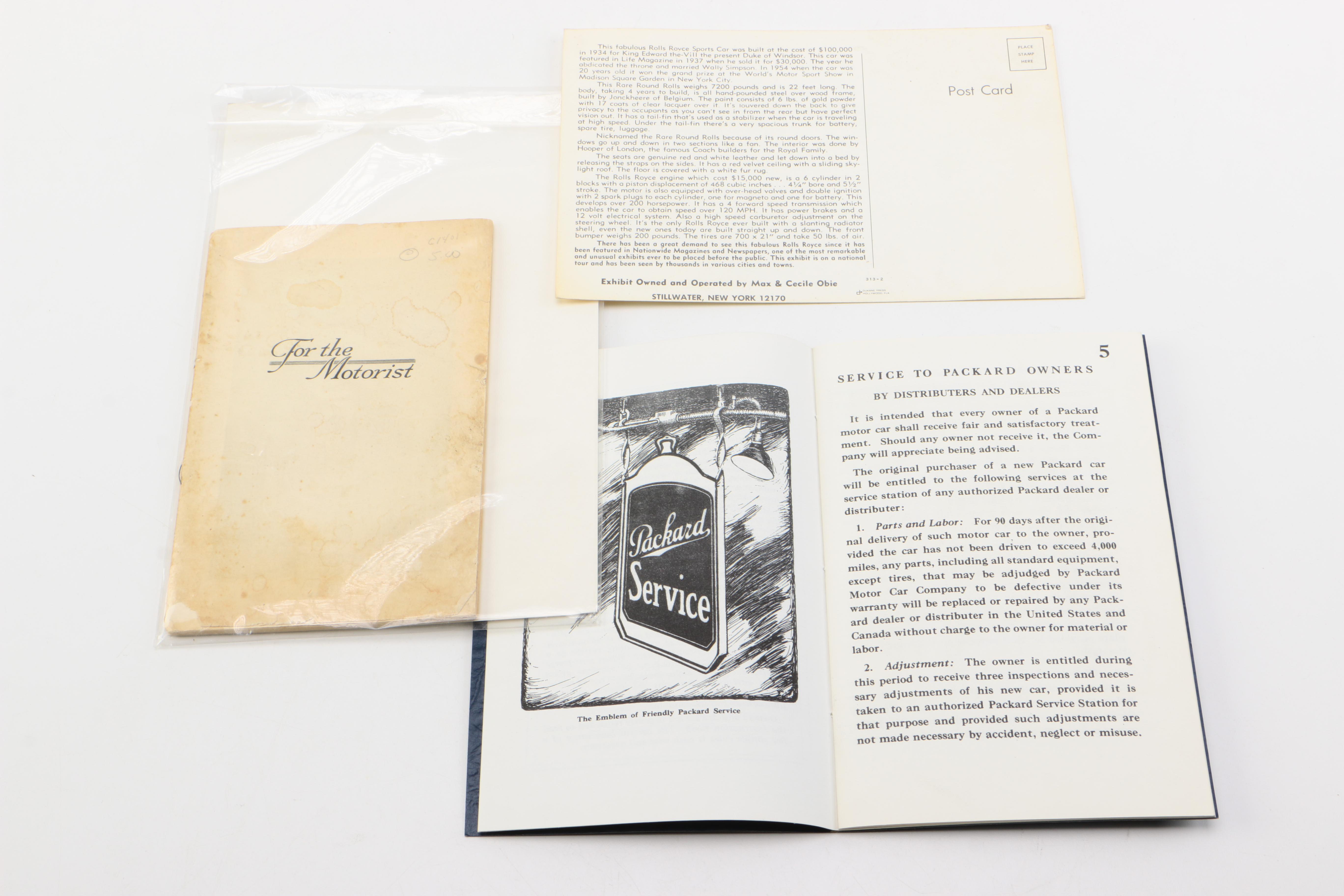 Automobile Themed Booklets, Prints And Postcard