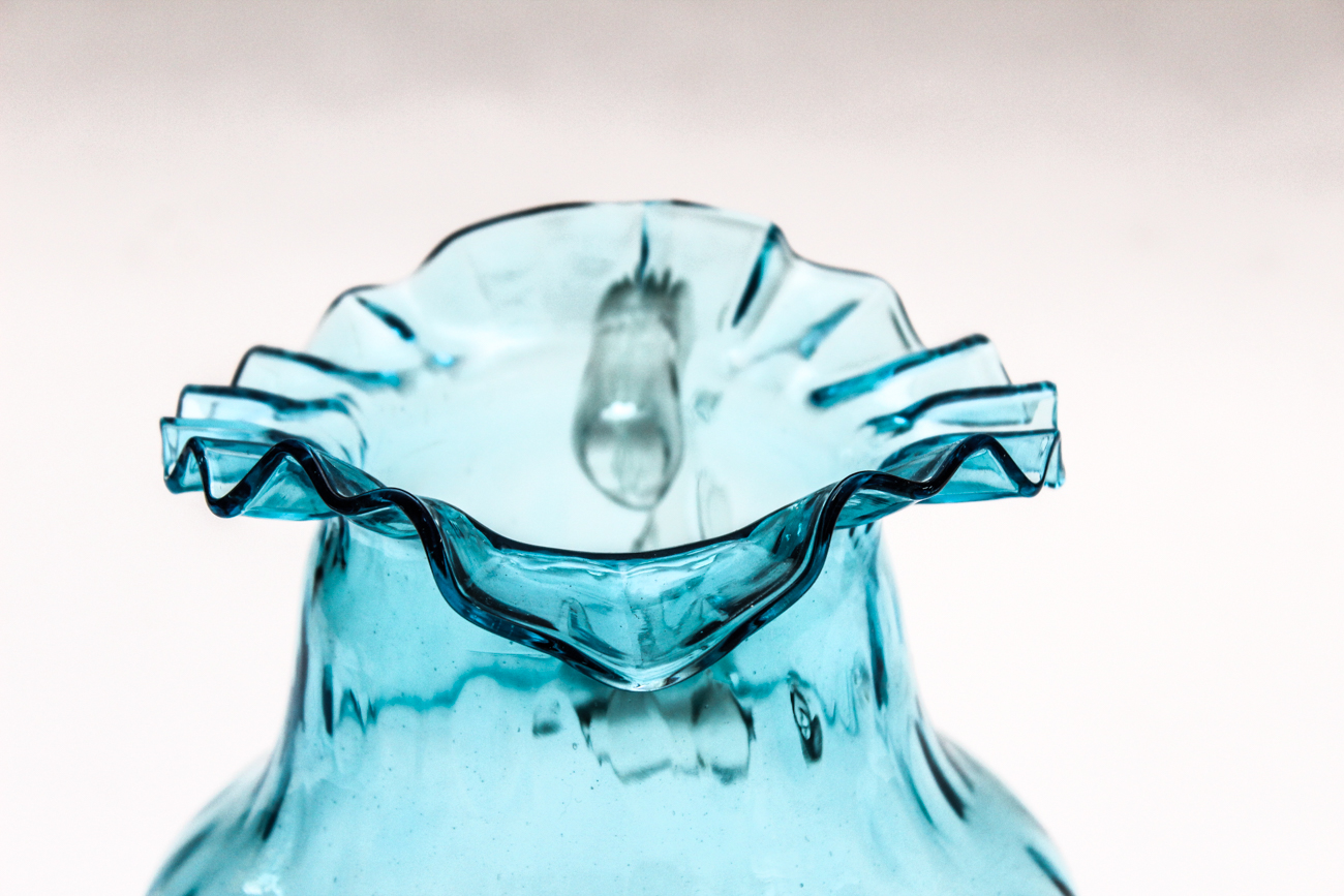 Fenton Style Blue Thumbprint Pitcher