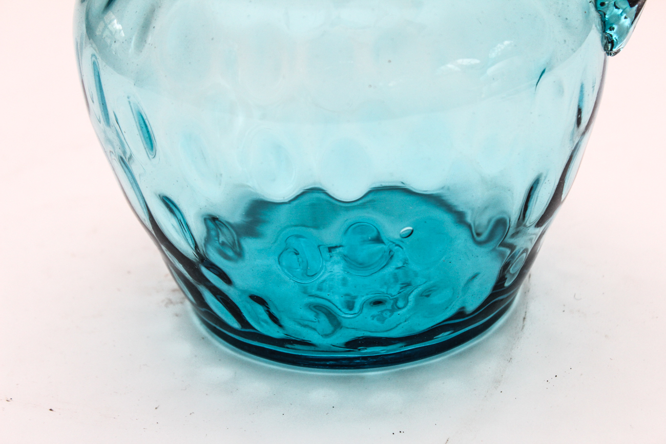 Fenton Style Blue Thumbprint Pitcher