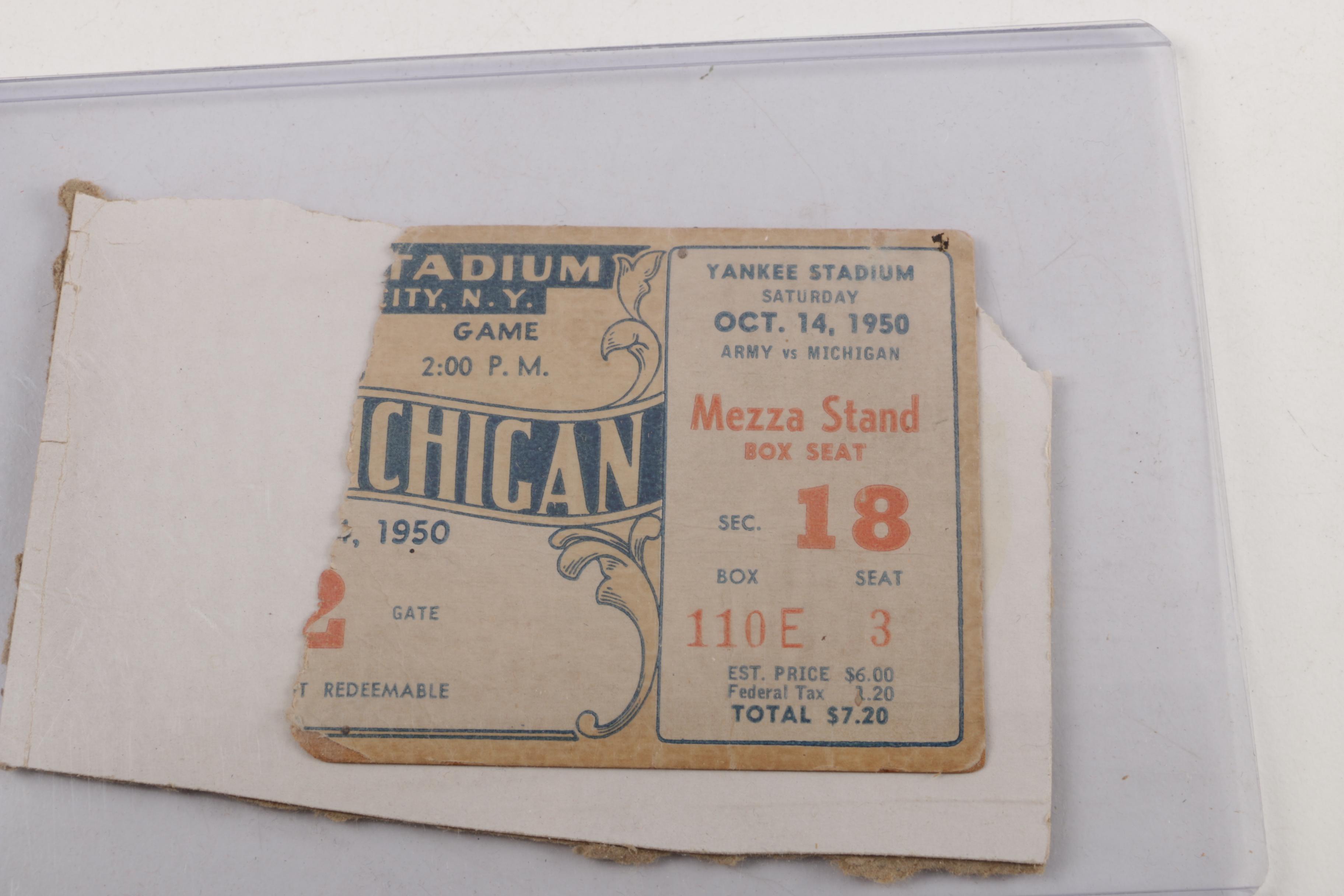 Vintage Yankee Stadium Ticket Stubs