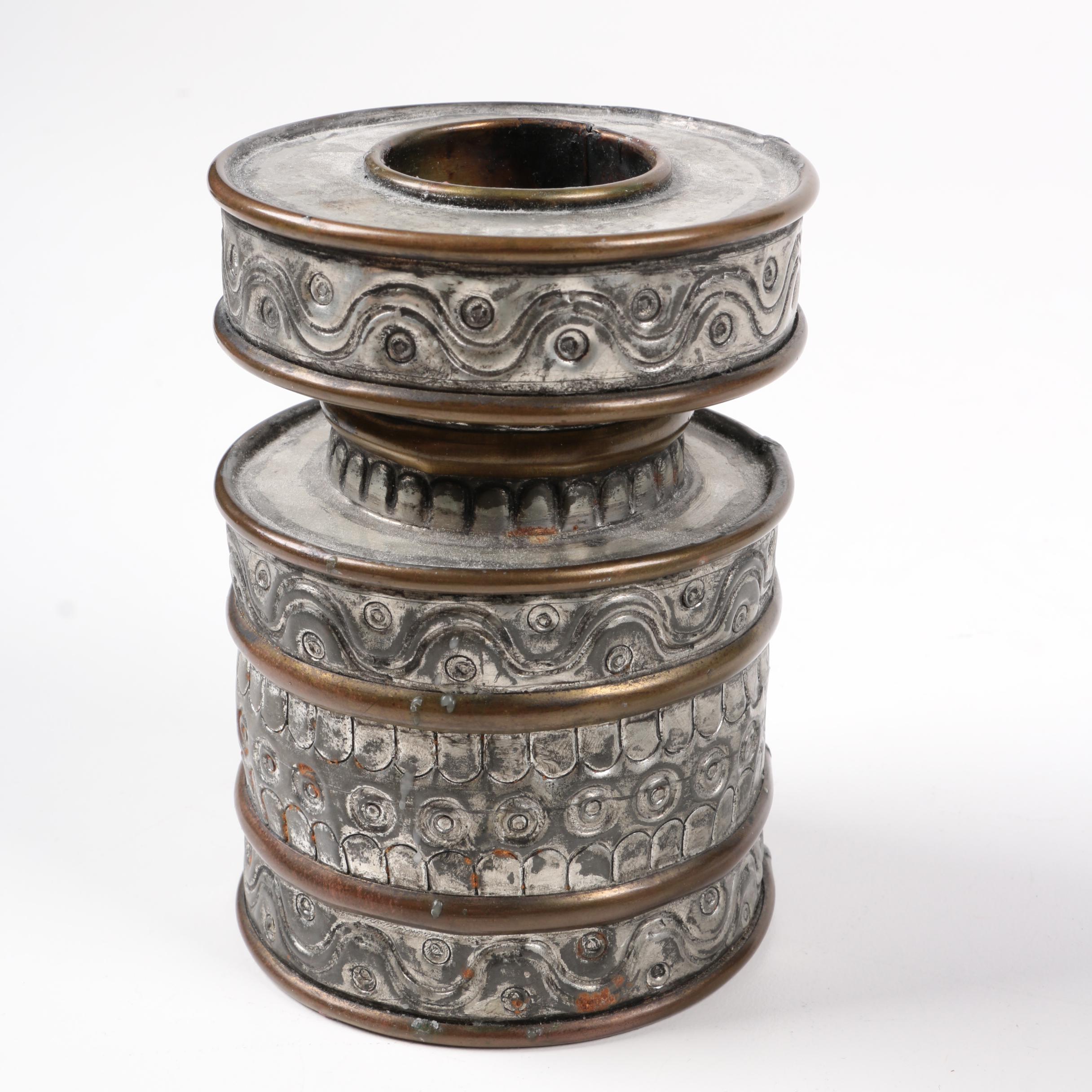 Vintage Gene Byron Mixed Metal Mexican Modernist Candlestick Holders