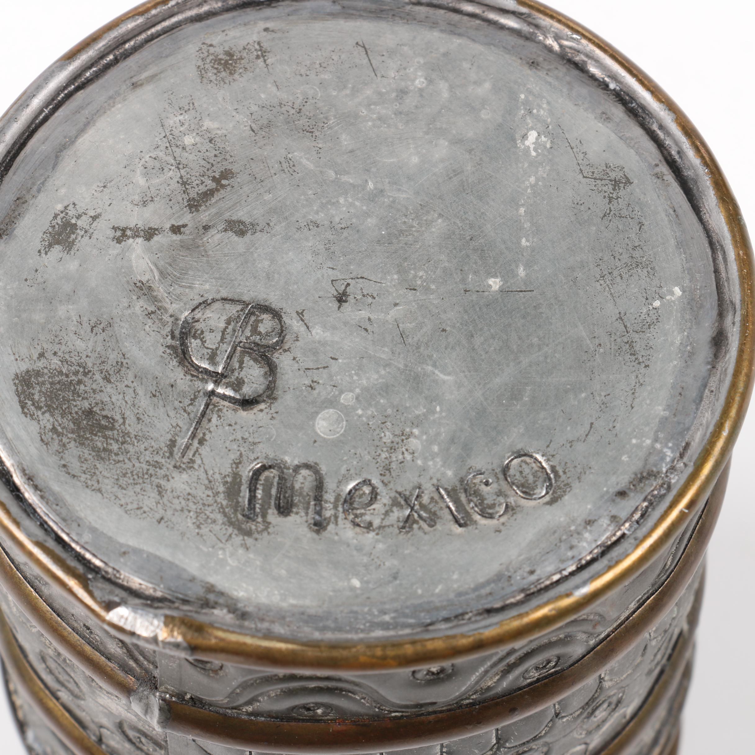 Vintage Gene Byron Mixed Metal Mexican Modernist Candlestick Holders