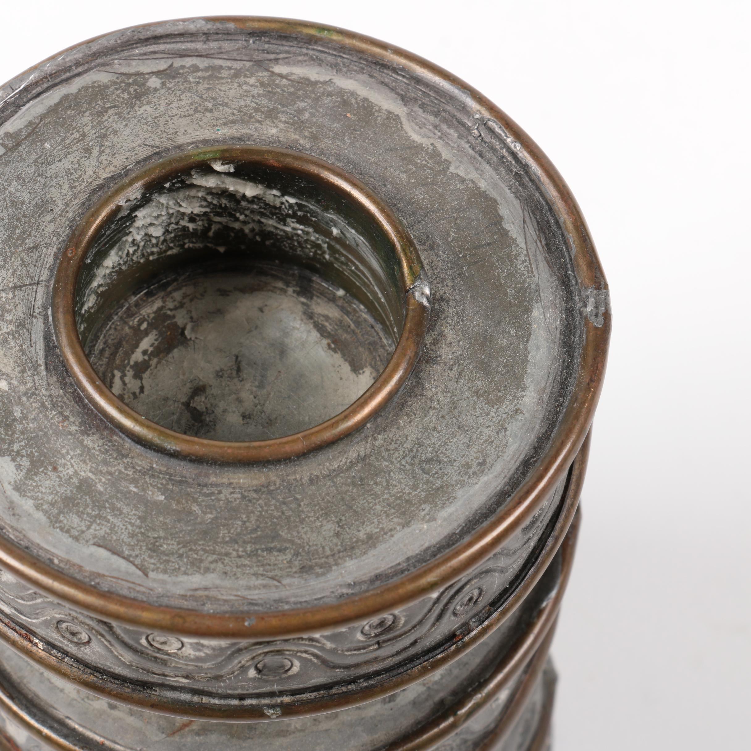 Vintage Gene Byron Mixed Metal Mexican Modernist Candlestick Holders