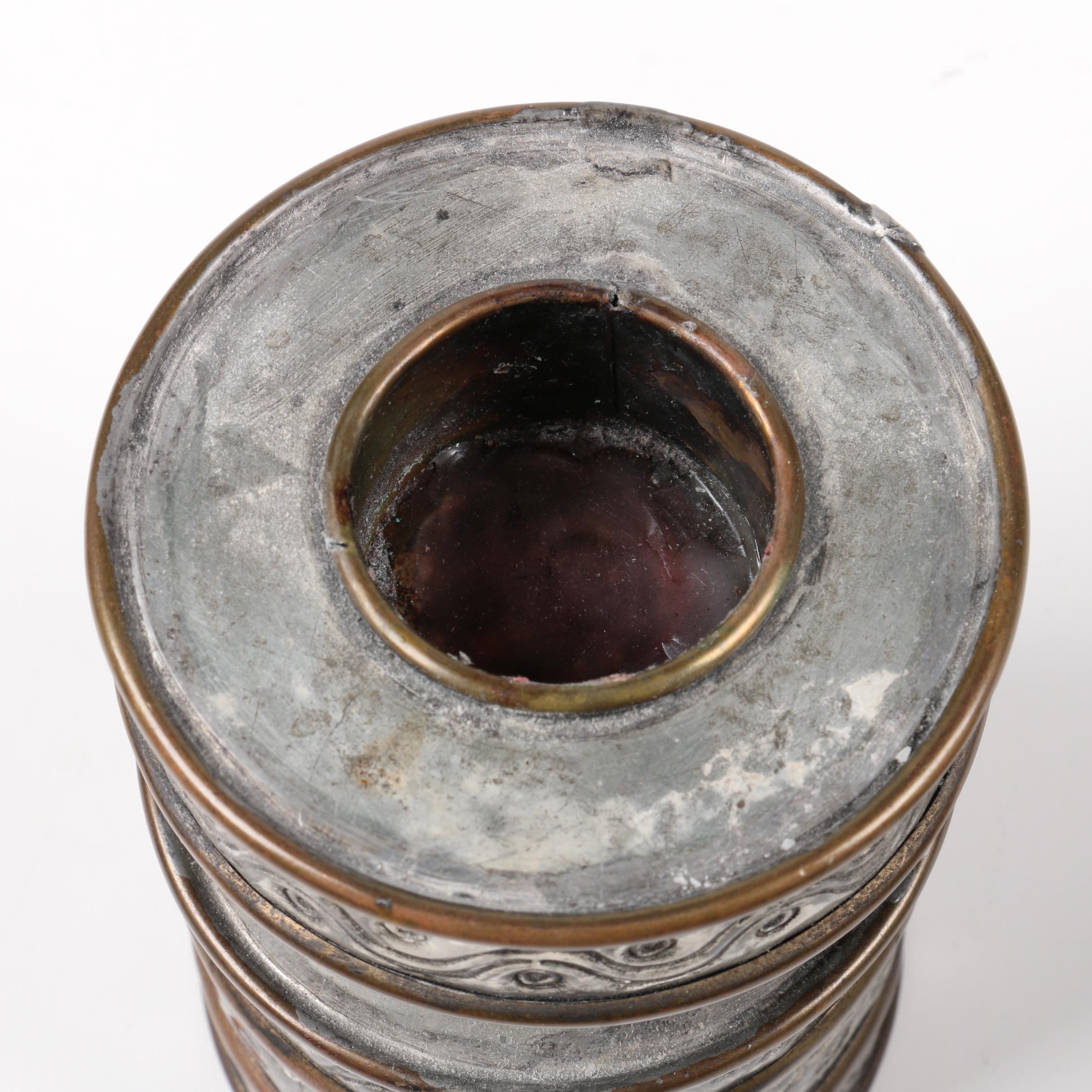 Vintage Gene Byron Mixed Metal Mexican Modernist Candlestick Holders