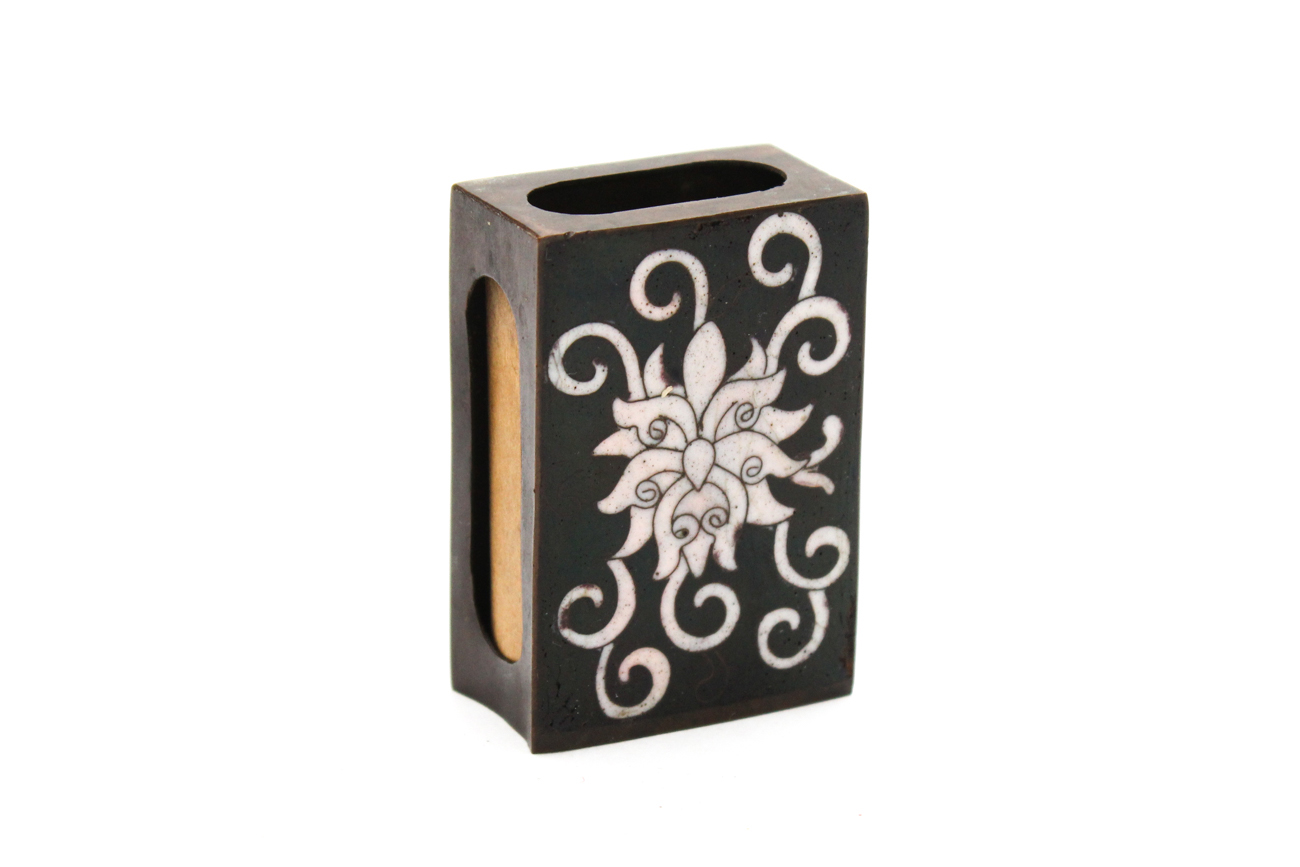 Chinese Black and White Cloisonné Smoking Set