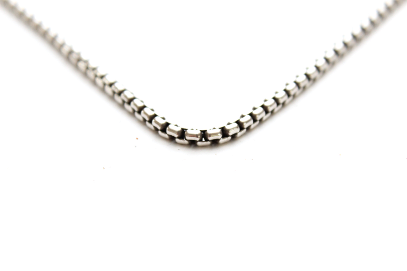 David Yurman Sterling Box Chain Necklace With 14K Gold Charm Accent
