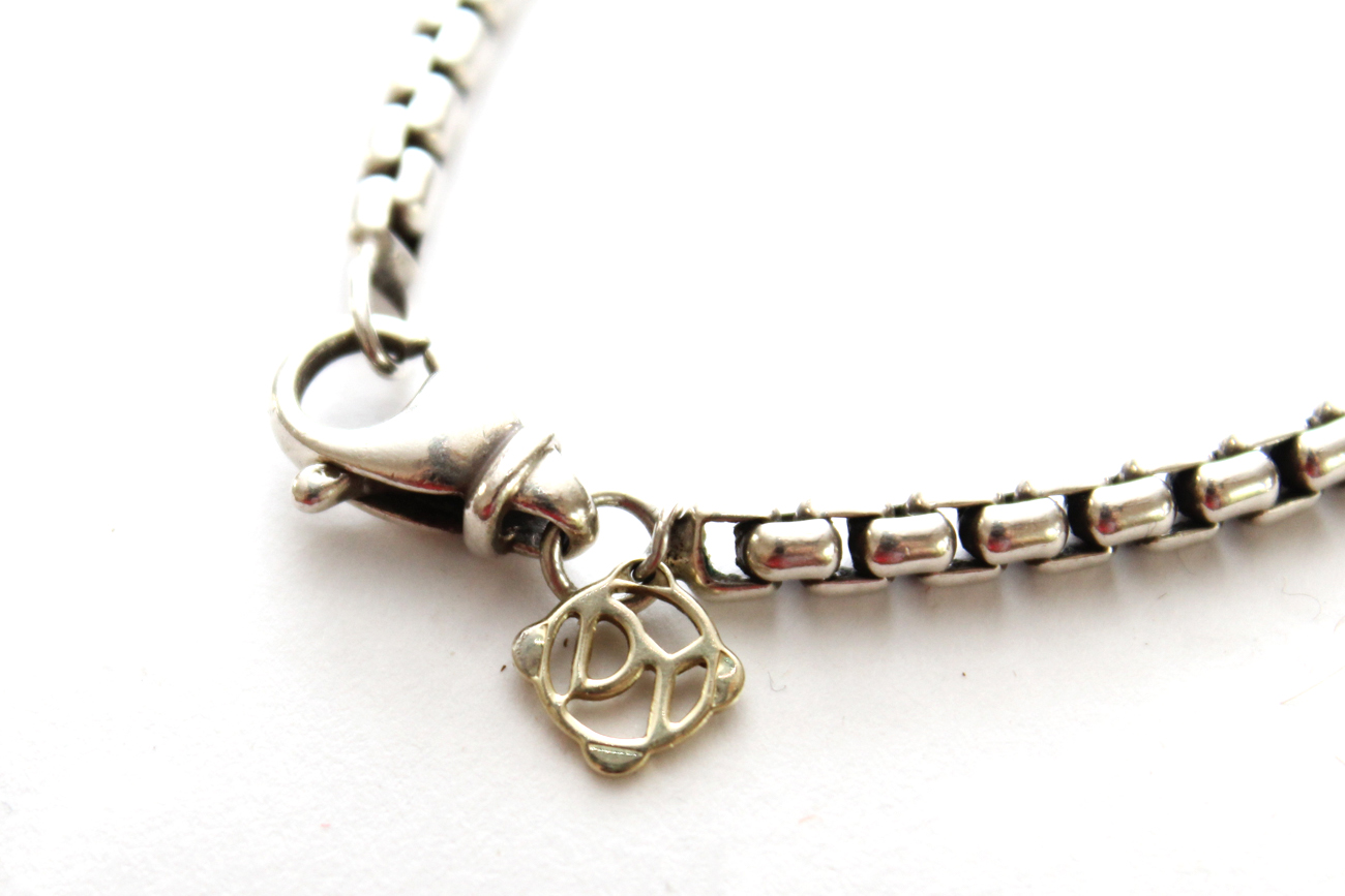 David Yurman Sterling Box Chain Necklace With 14K Gold Charm Accent