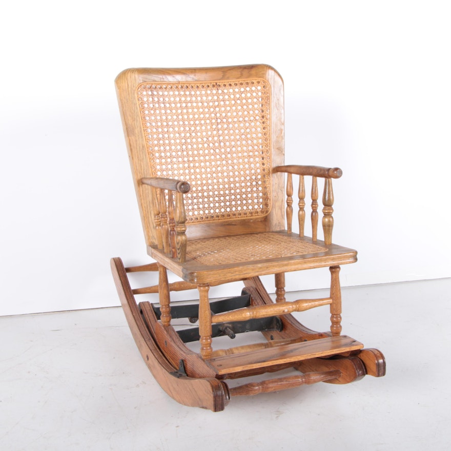 Vintage Child's Rocking Chair with Wicker Seat and Back Rest