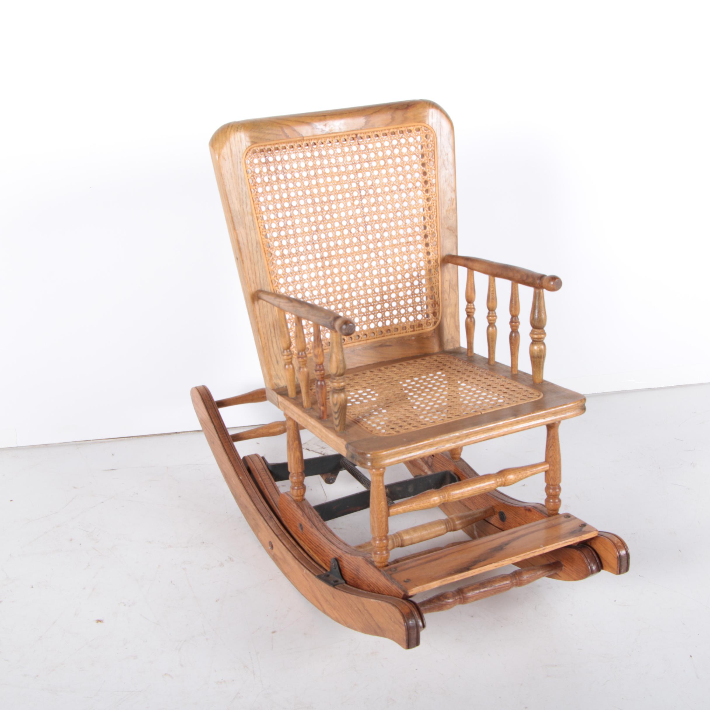 Vintage Child's Rocking Chair with Wicker Seat and Back Rest