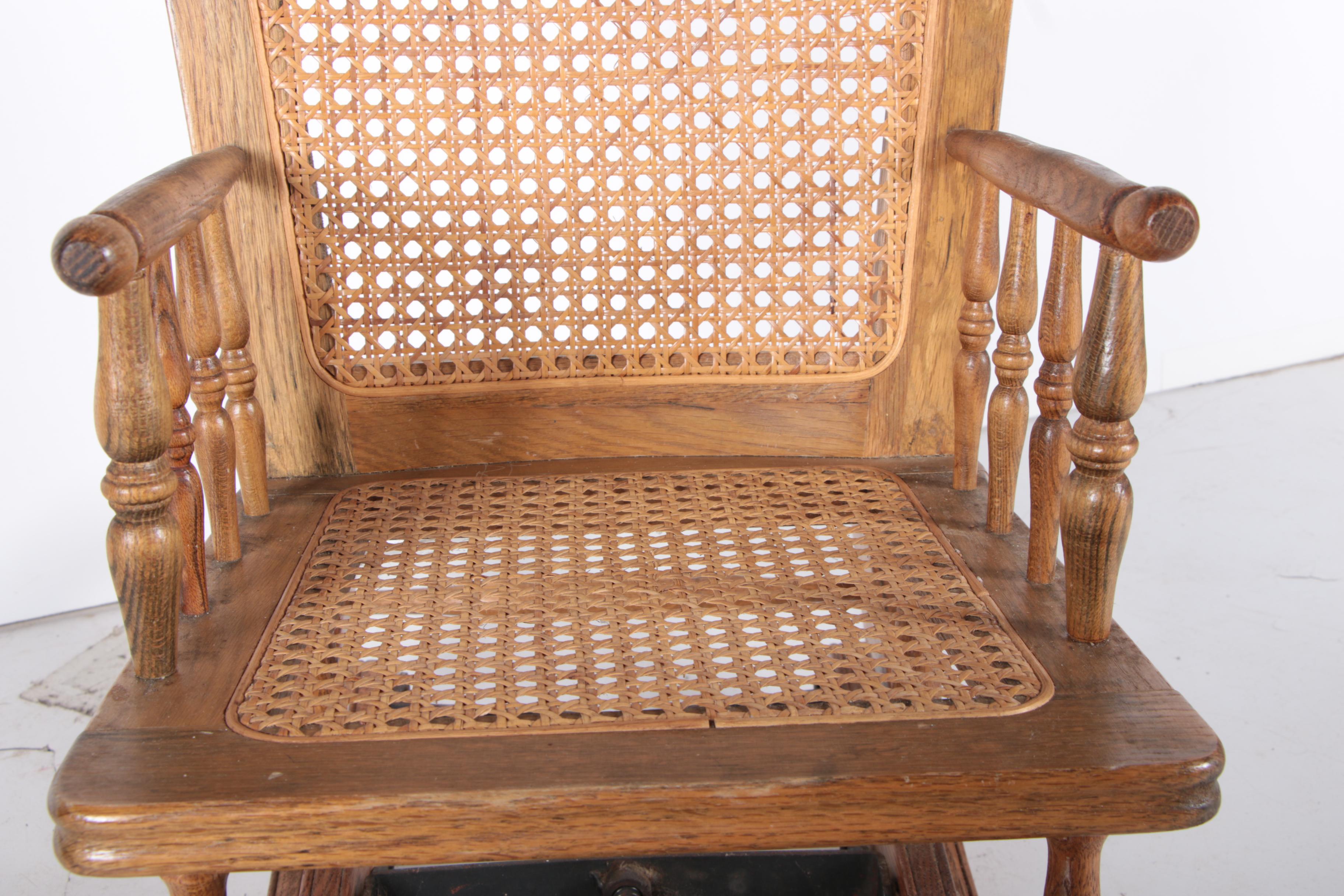 Vintage Child's Rocking Chair with Wicker Seat and Back Rest