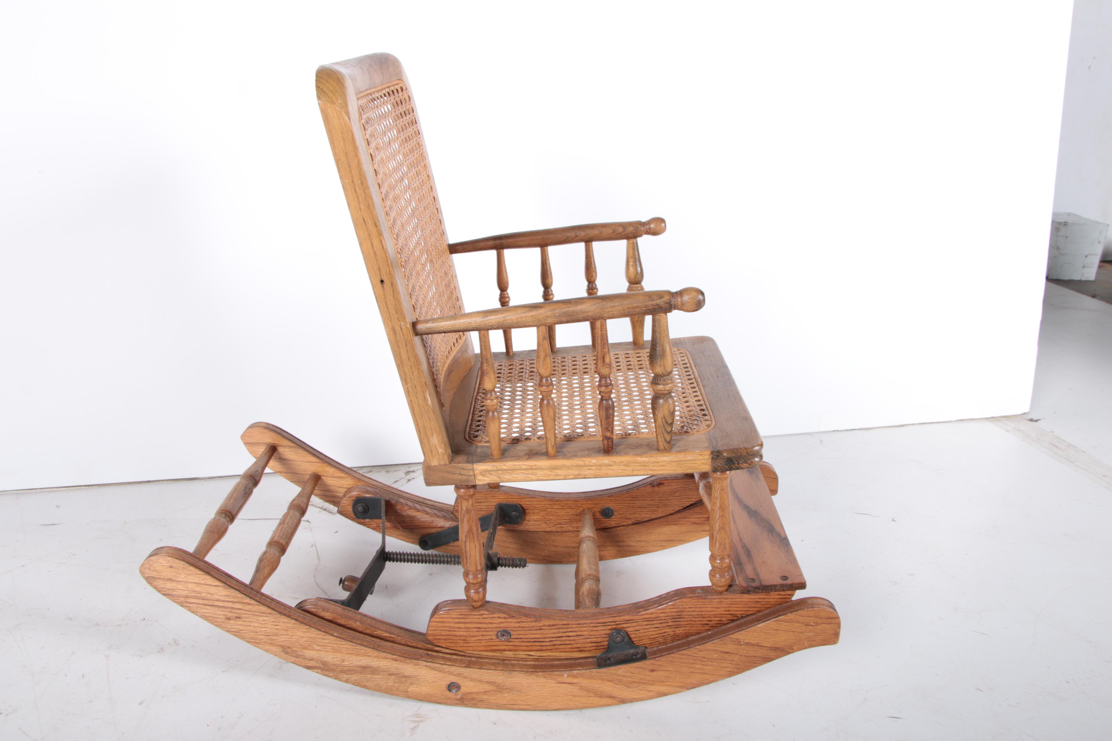 Vintage Child's Rocking Chair with Wicker Seat and Back Rest