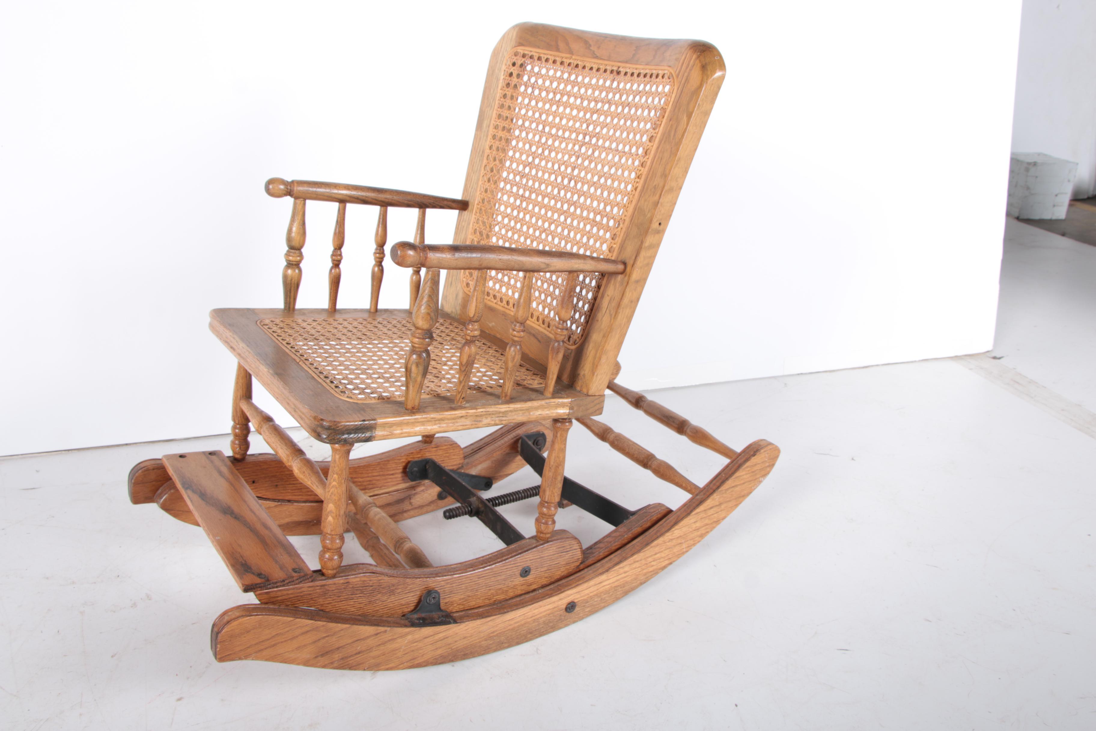 Vintage Child's Rocking Chair with Wicker Seat and Back Rest