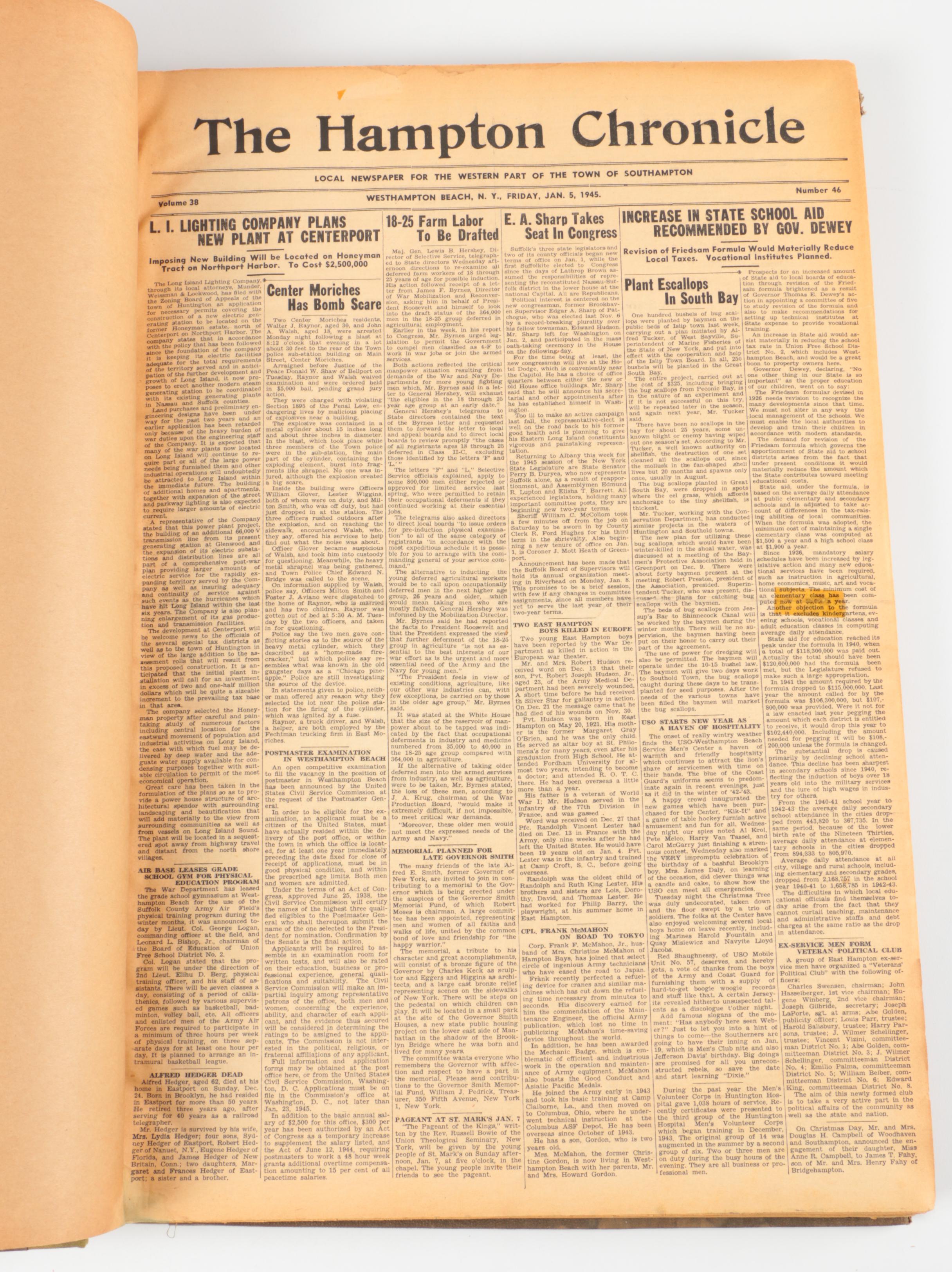 1945 "Hampton Chronicle" Bound Newspaper Collection