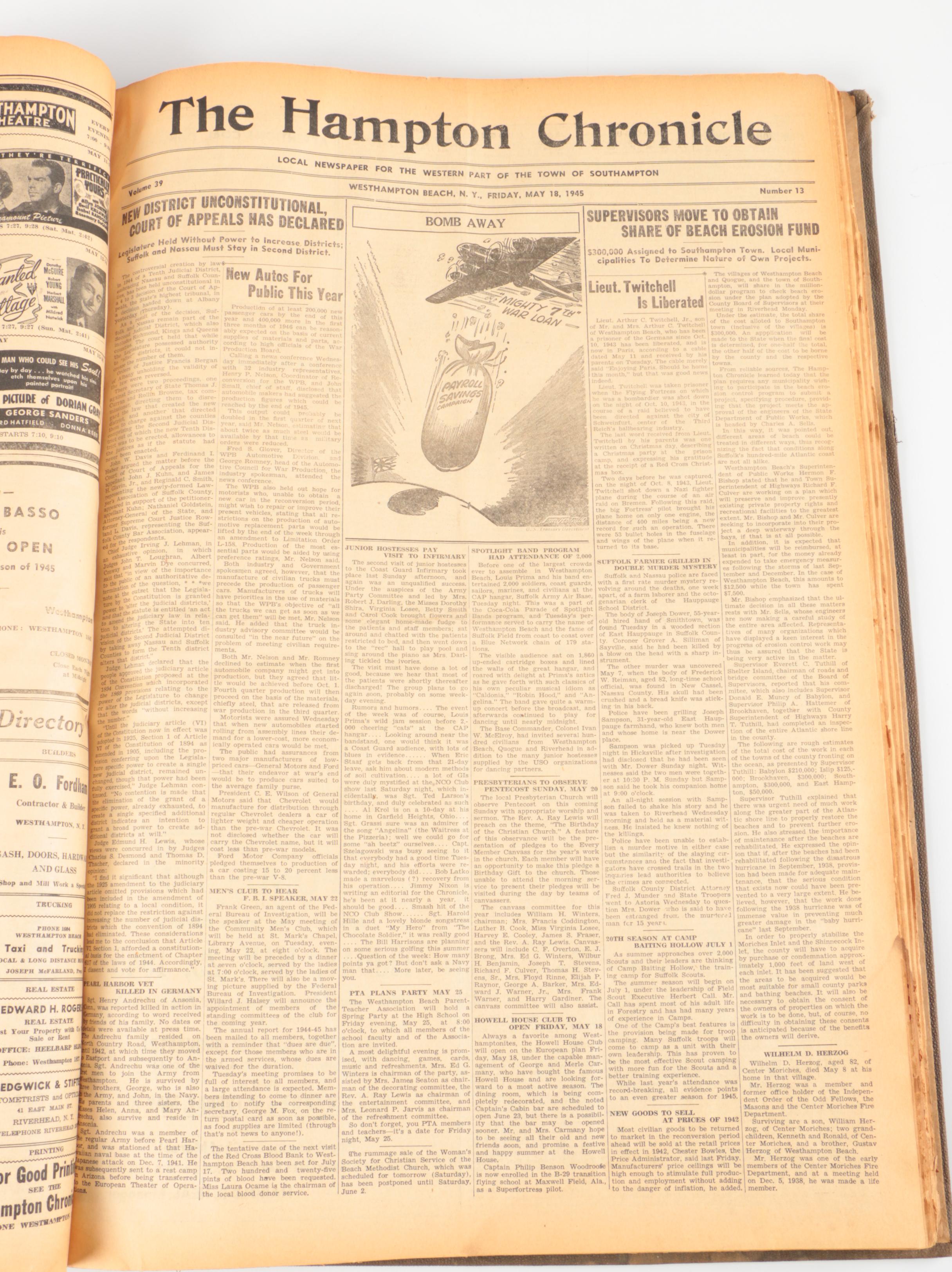 1945 "Hampton Chronicle" Bound Newspaper Collection