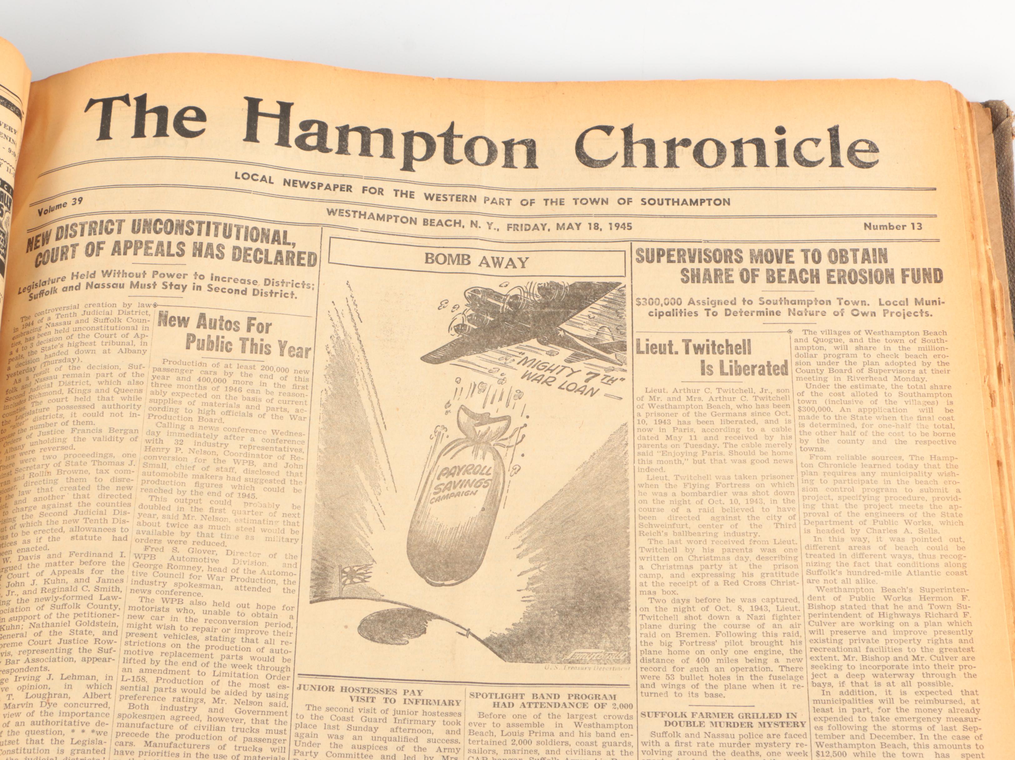 1945 "Hampton Chronicle" Bound Newspaper Collection