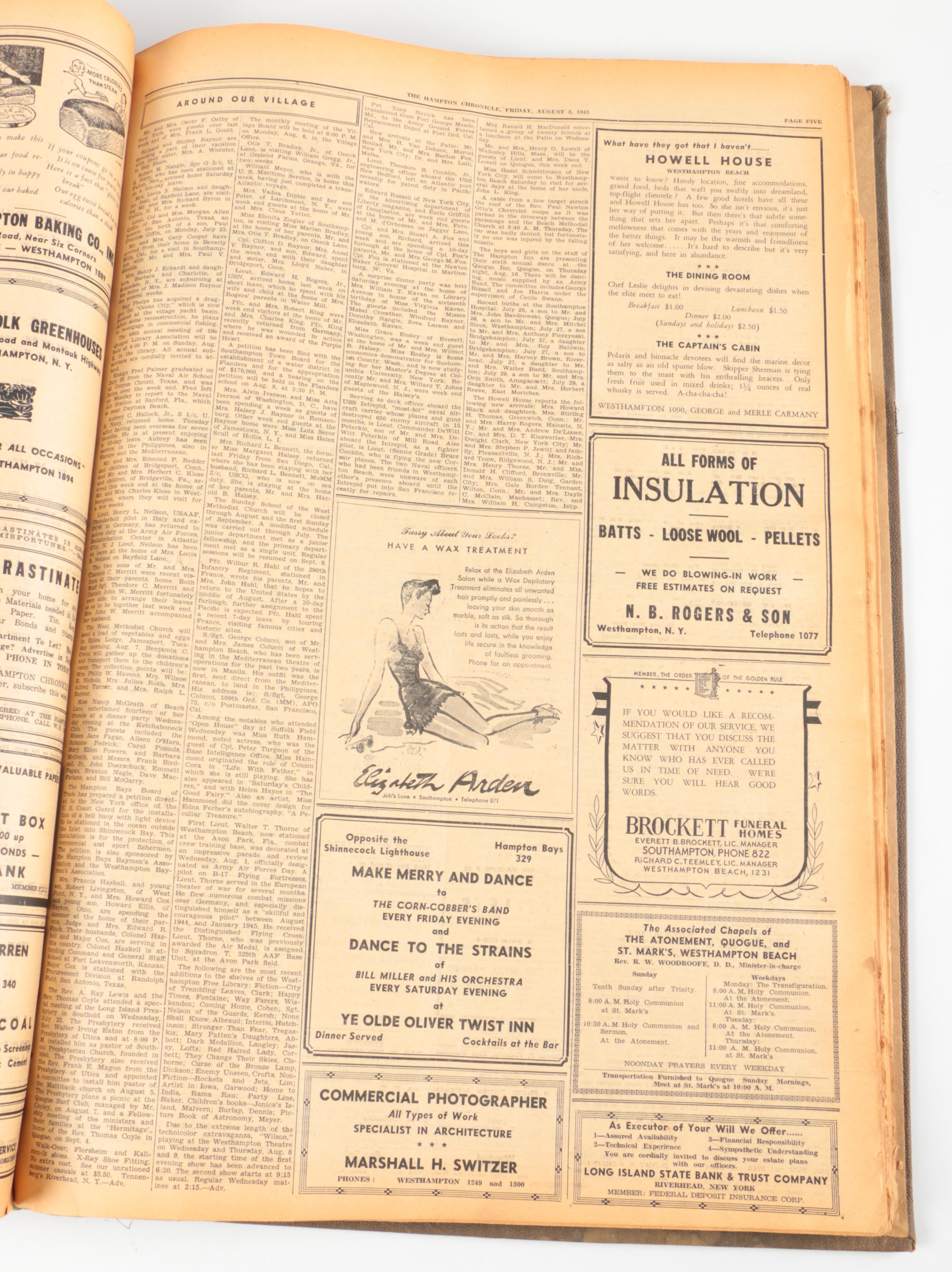1945 "Hampton Chronicle" Bound Newspaper Collection