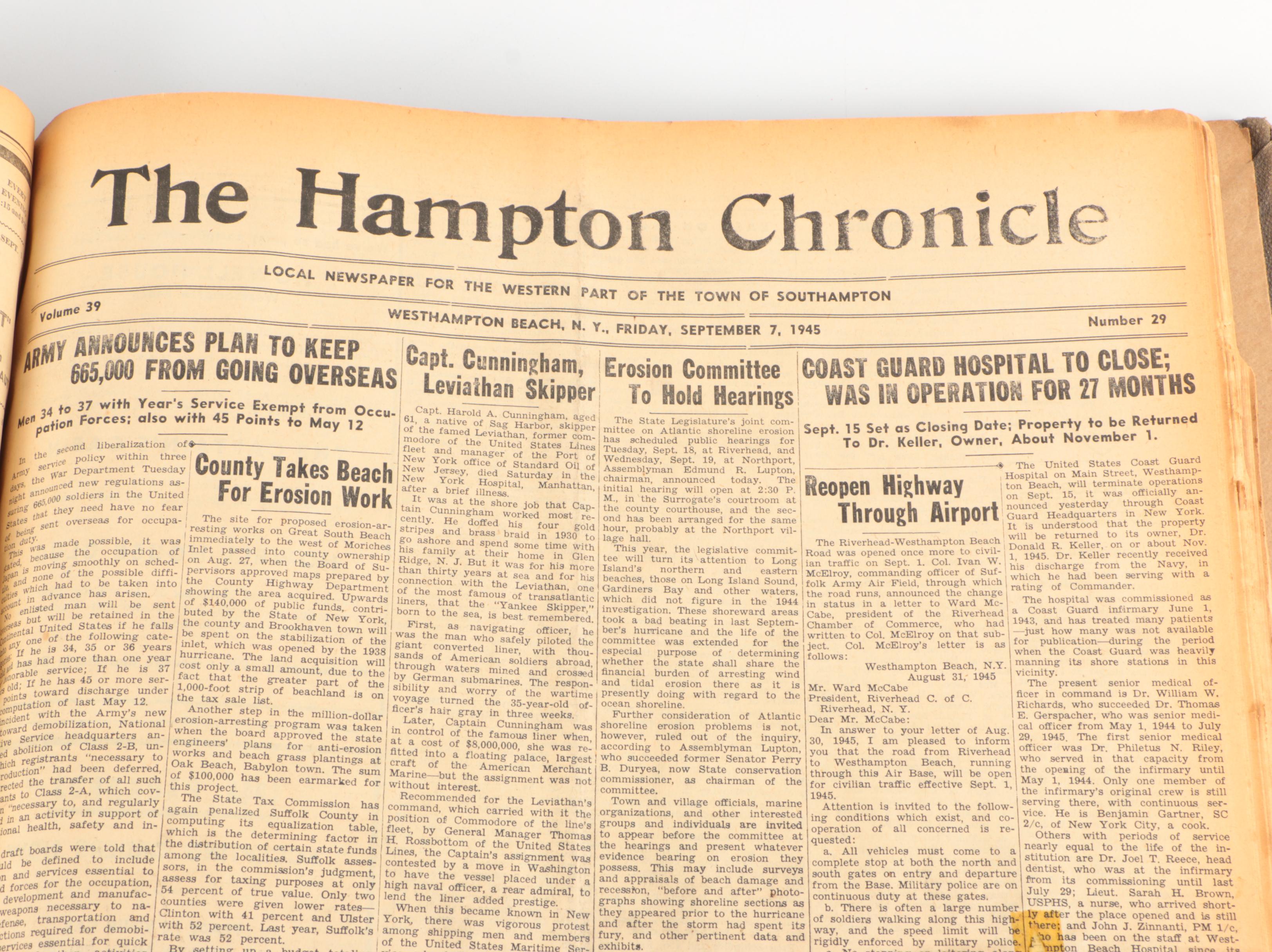 1945 "Hampton Chronicle" Bound Newspaper Collection