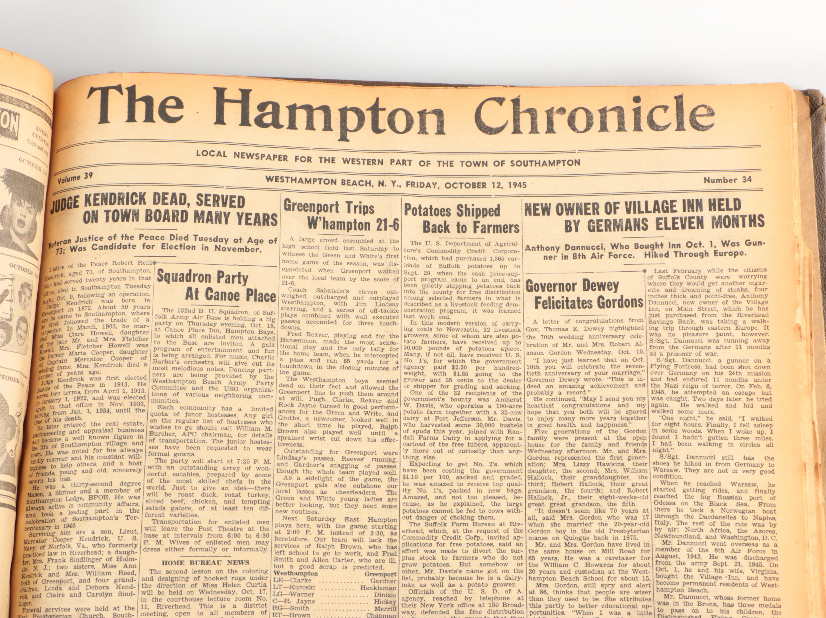 1945 "Hampton Chronicle" Bound Newspaper Collection