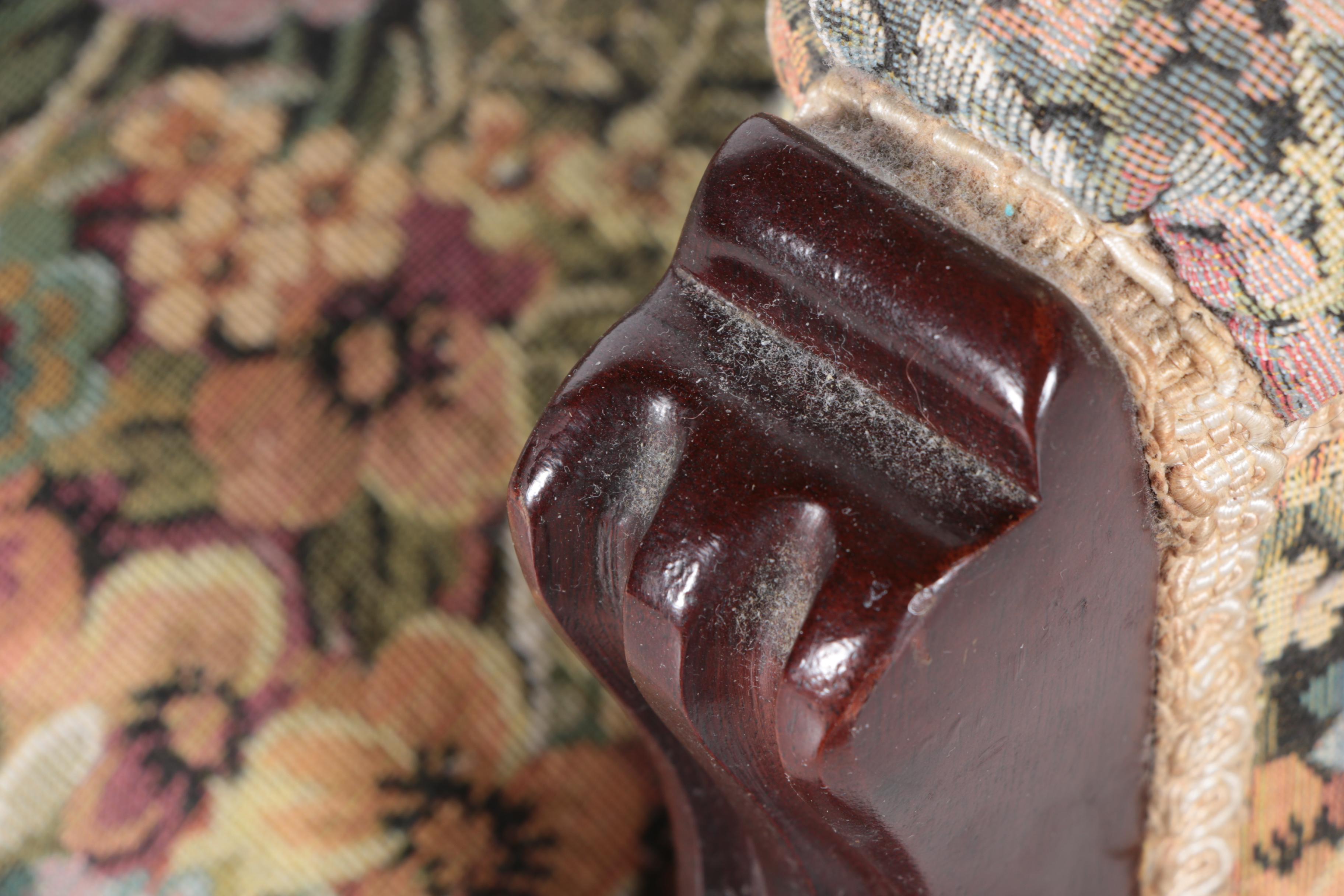 Upholstered Wooden Doll's Chair with Floral Pattern