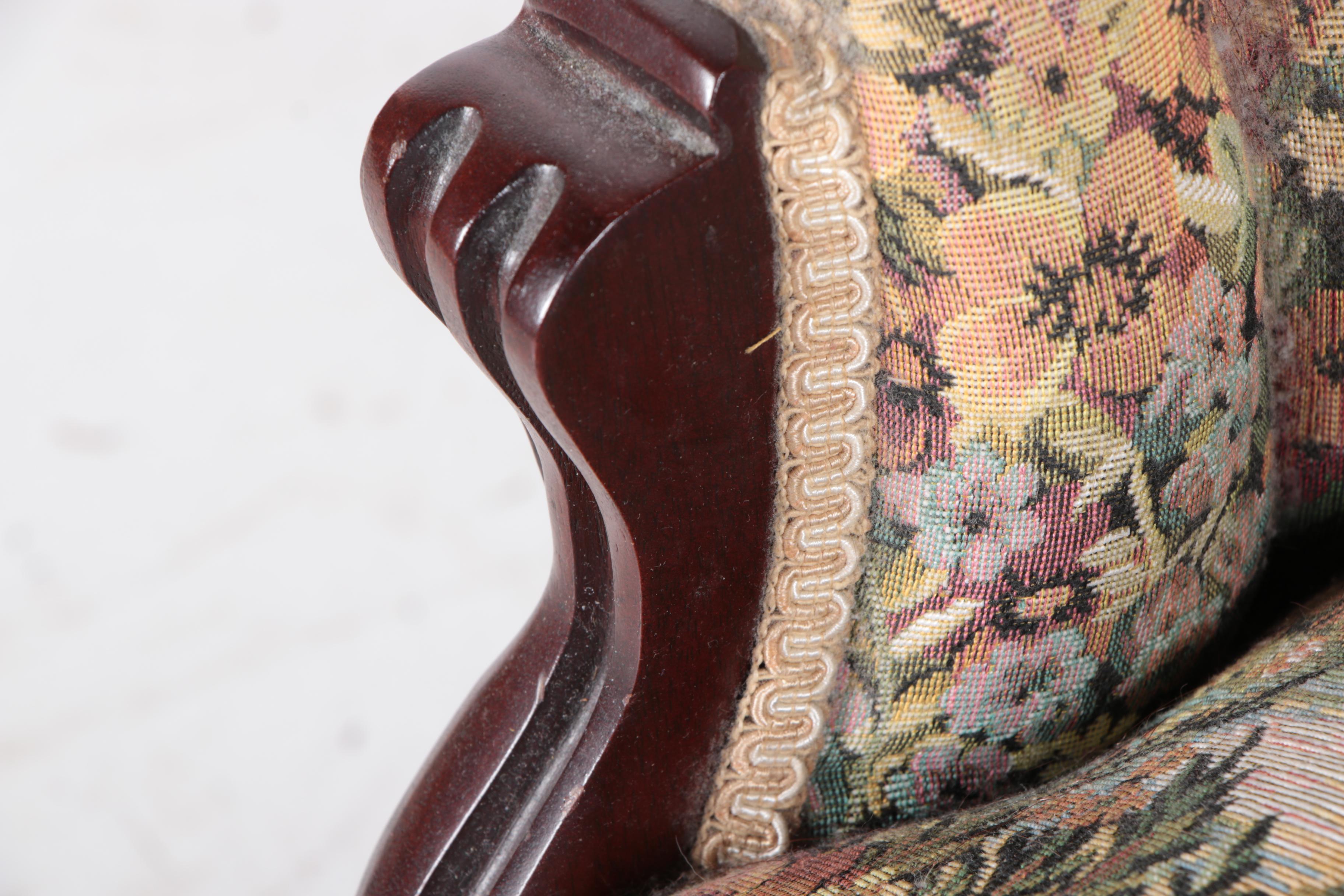 Upholstered Wooden Doll's Chair with Floral Pattern