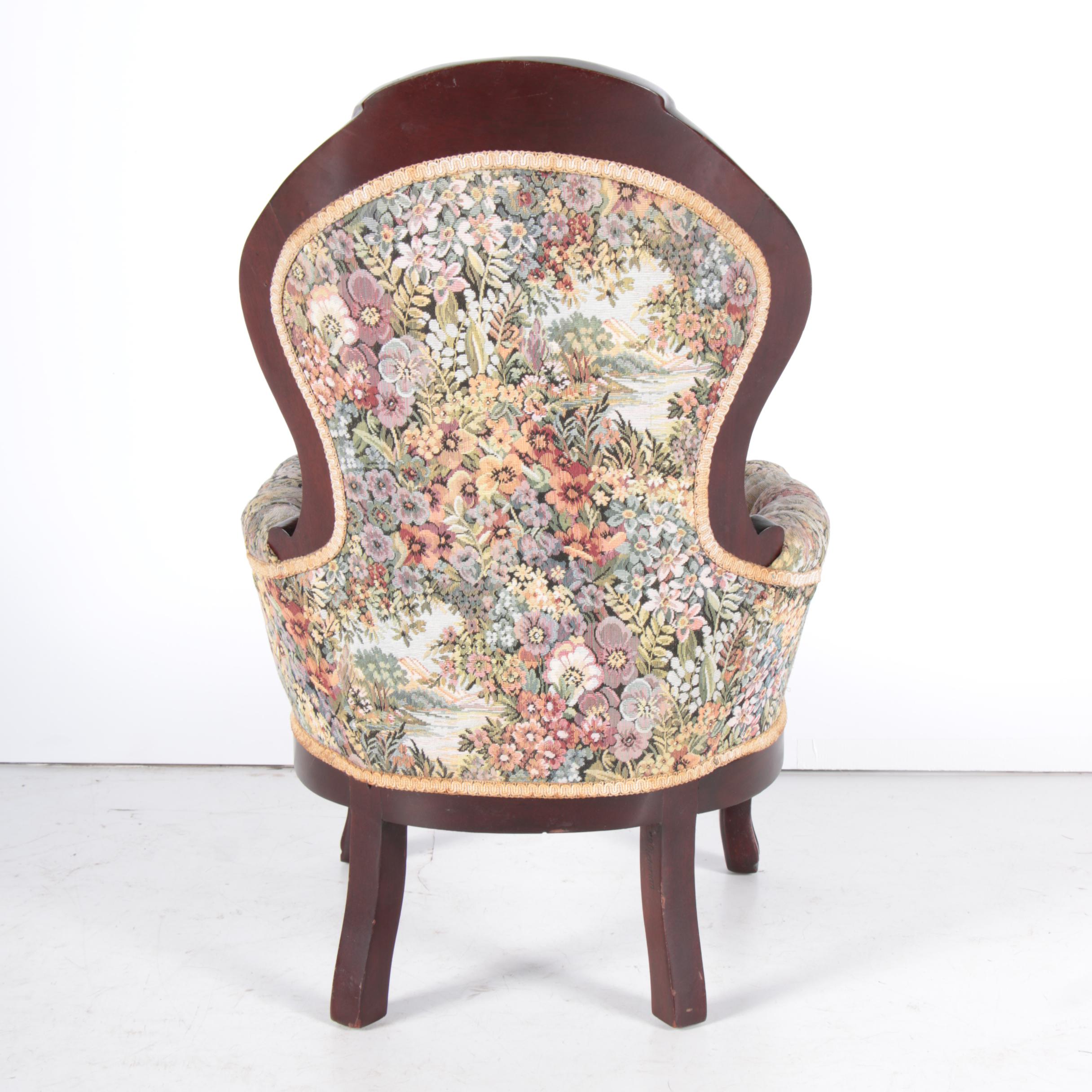 Upholstered Wooden Doll's Chair with Floral Pattern