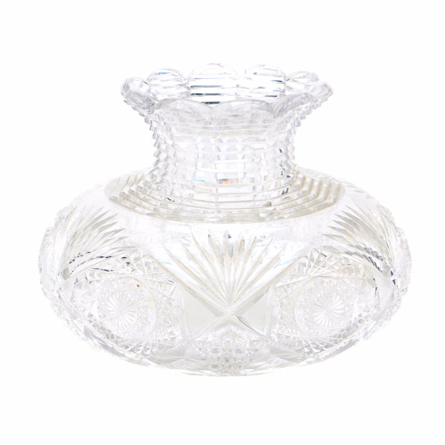 American Brilliant Cut Glass Ovoid Vase