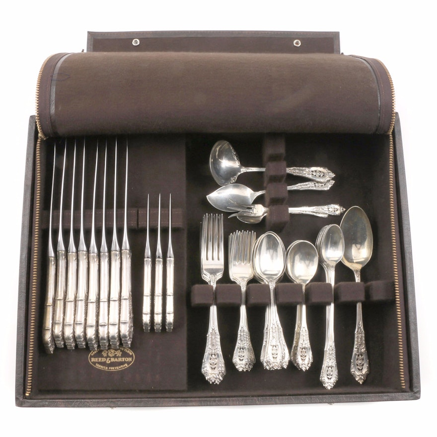 Wallace Sterling Silver Flatware, Rose Point, in a Presentation Case