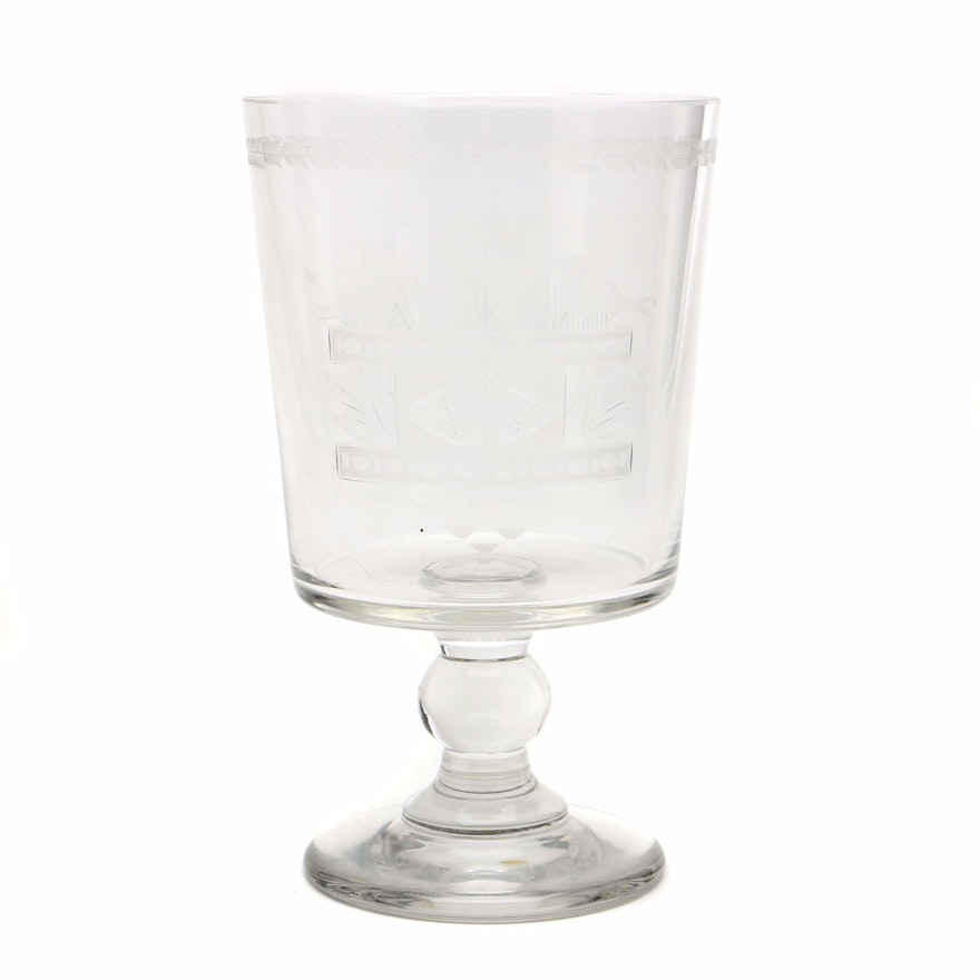 West German Wheel Cut Crystal Pedestal Vase