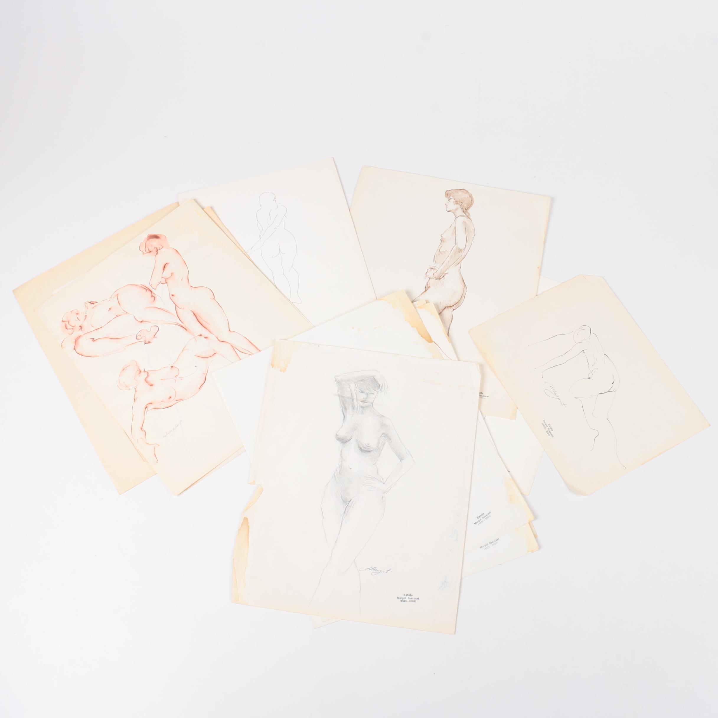 Margot Ilaszczat Nude Figure Drawings and a Portrait