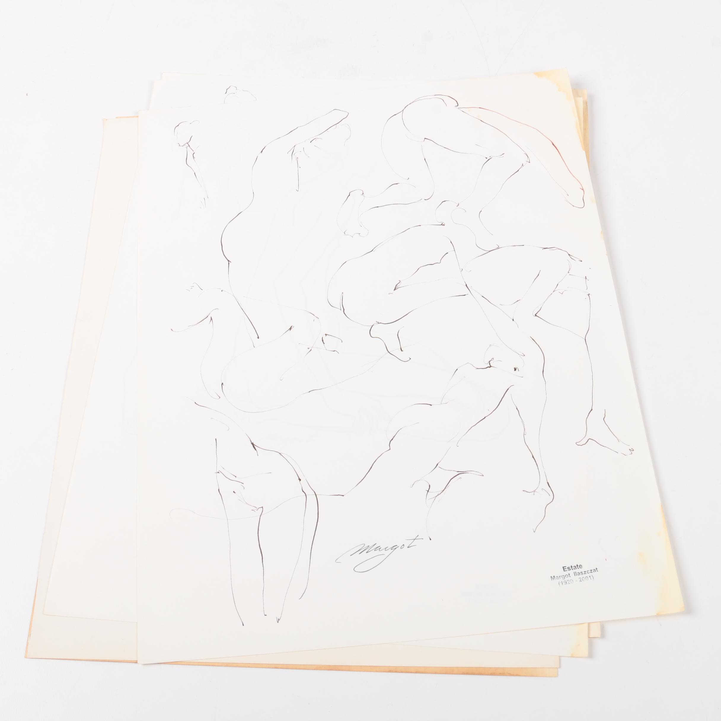 Margot Ilaszczat Nude Figure Drawings and a Portrait