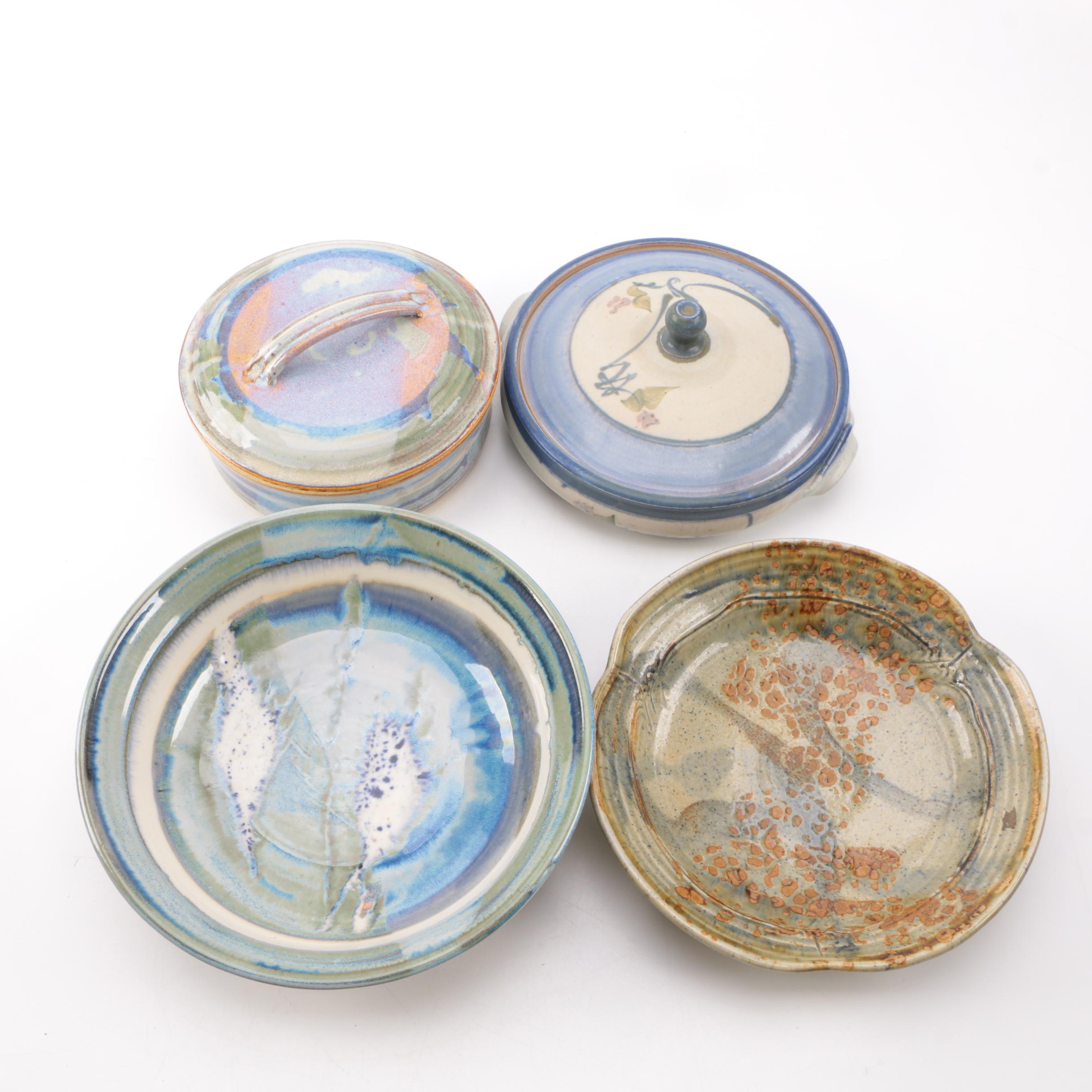 Signed Hand Thrown Stoneware Tableware Featuring Benner