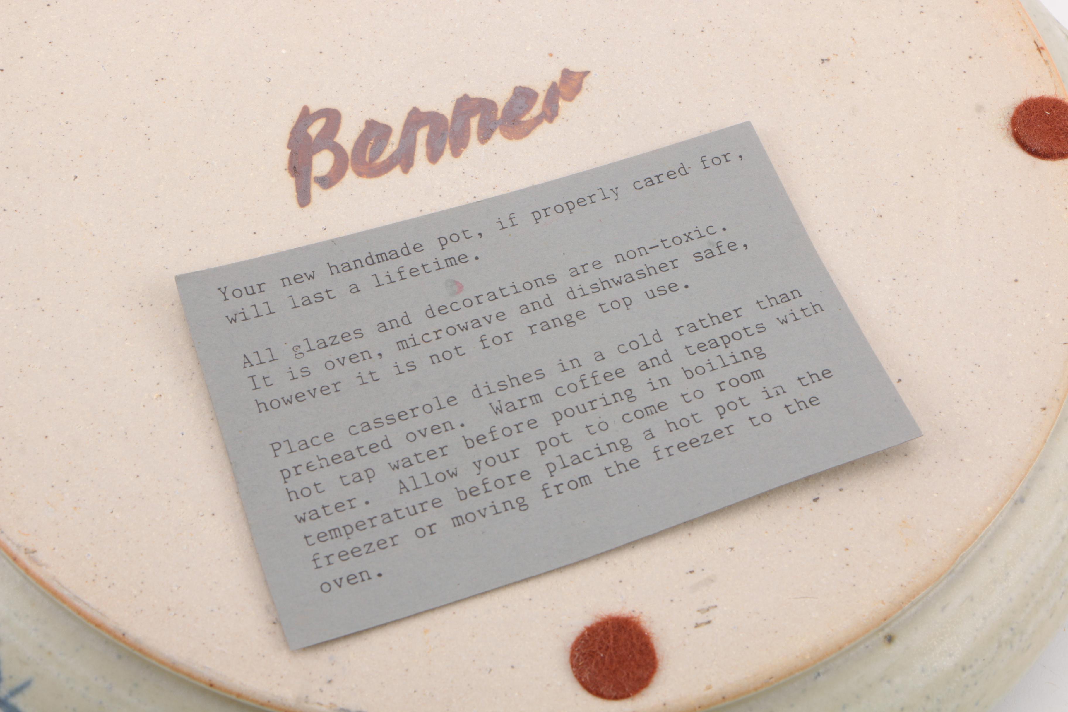 Signed Hand Thrown Stoneware Tableware Featuring Benner
