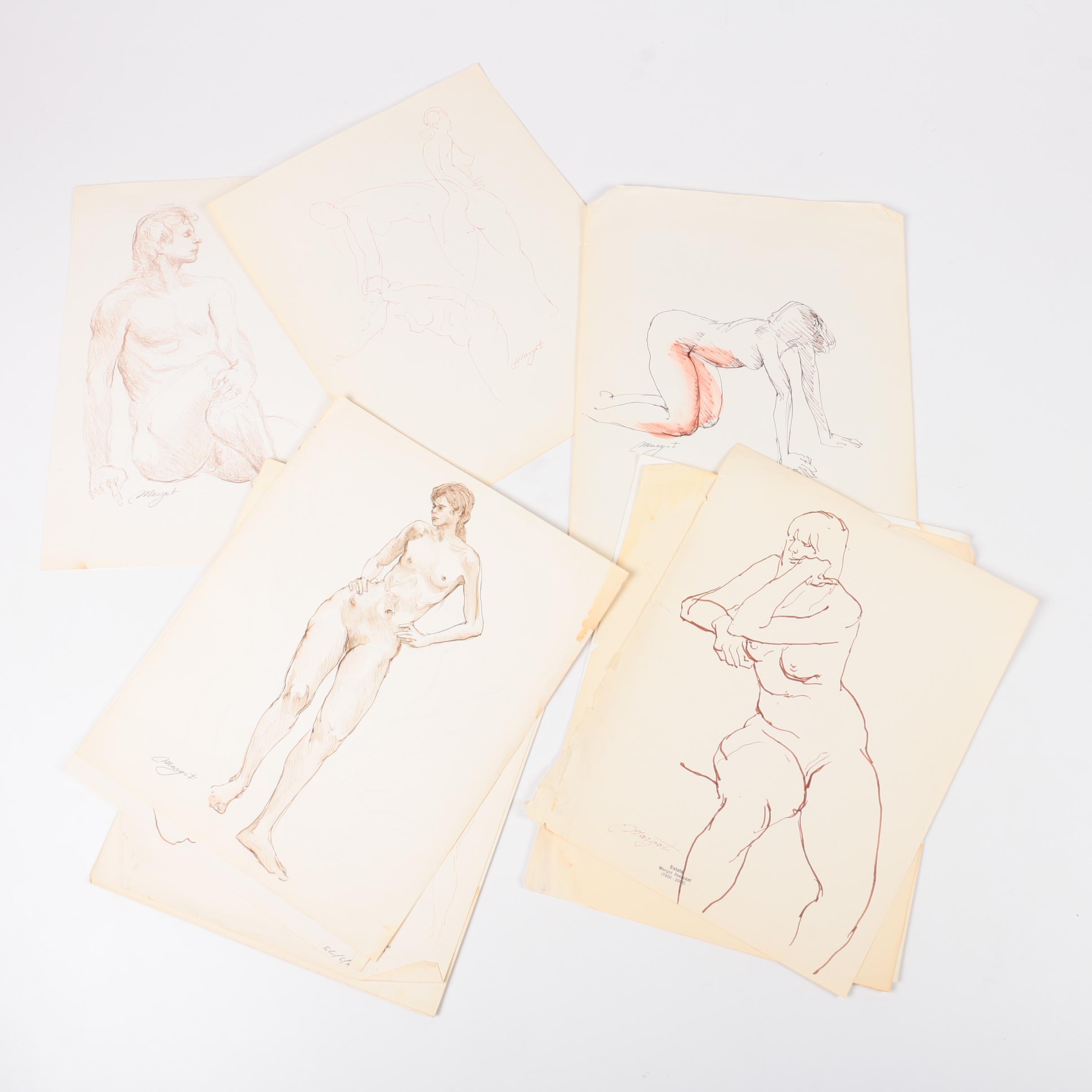 Margot Ilaszczat Nude Figure Drawings on Paper