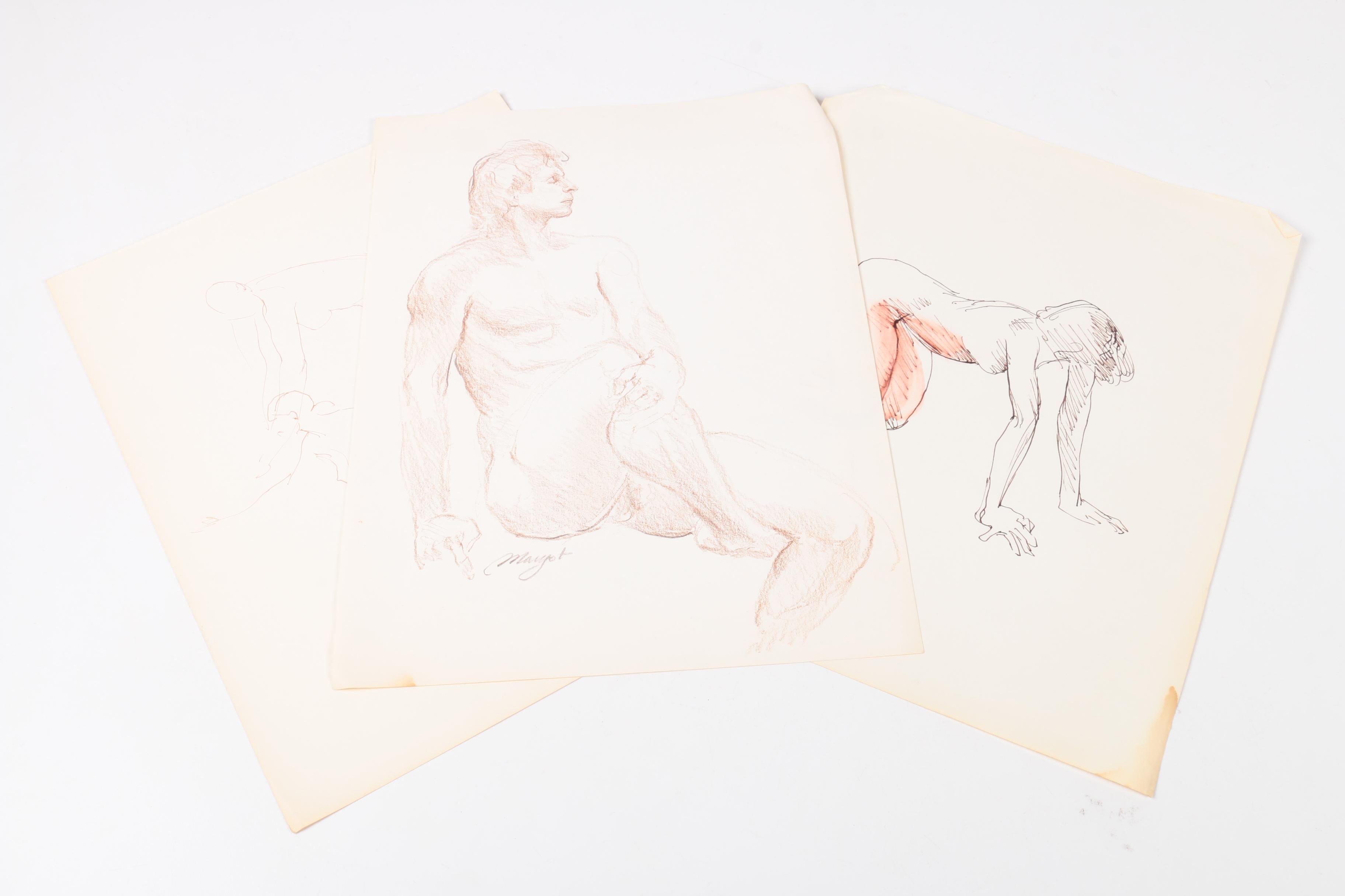 Margot Ilaszczat Nude Figure Drawings on Paper