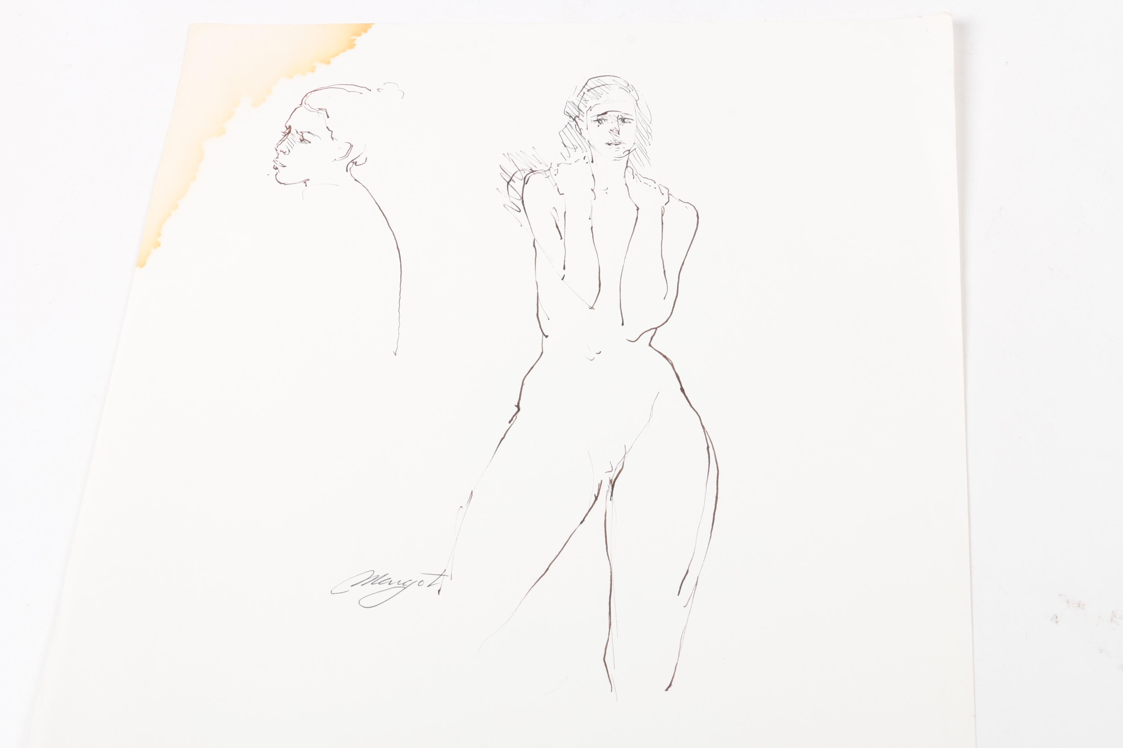 Margot Ilaszczat Nude Figure Drawings on Paper