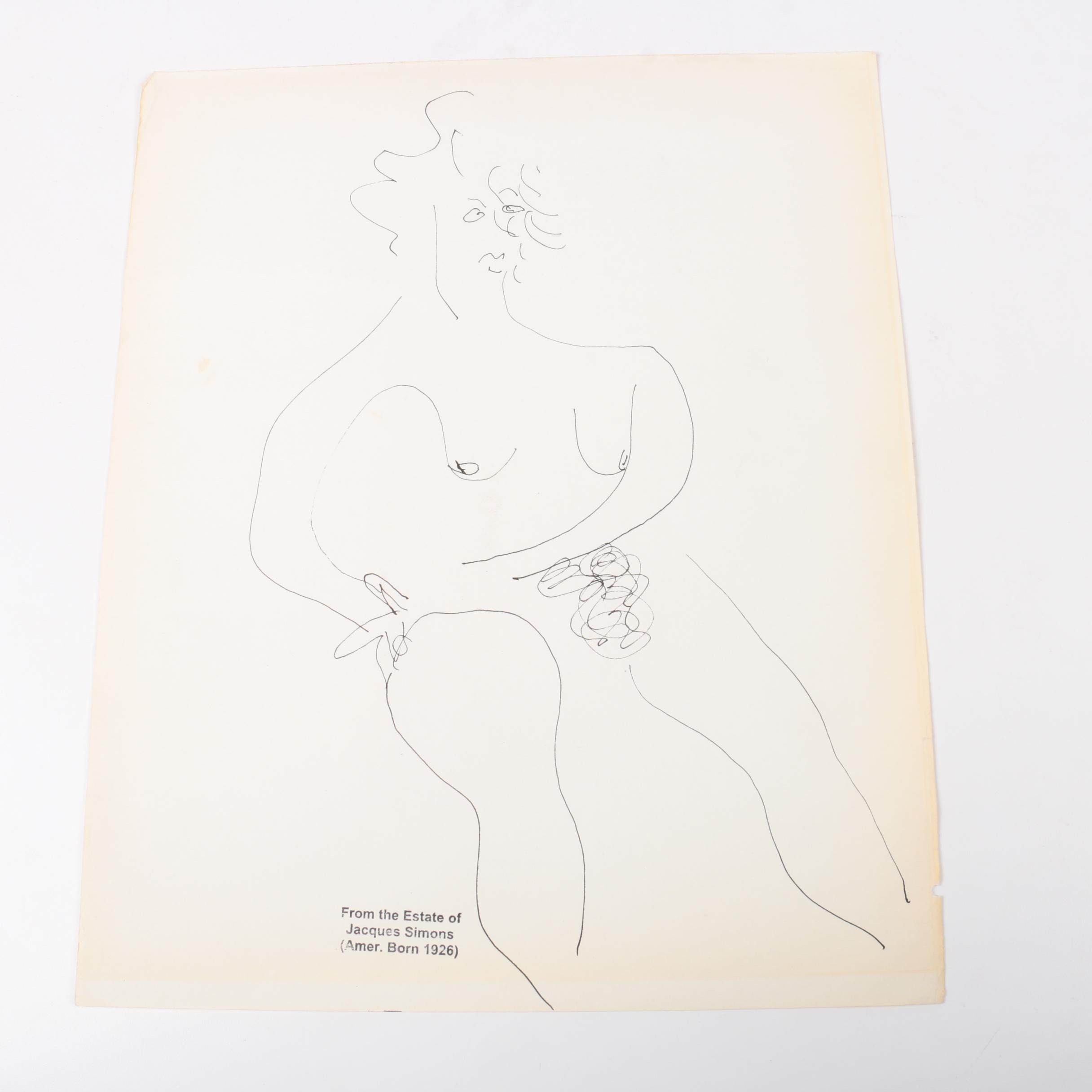 Jacques Simons Ink Paintings of Figure Studies