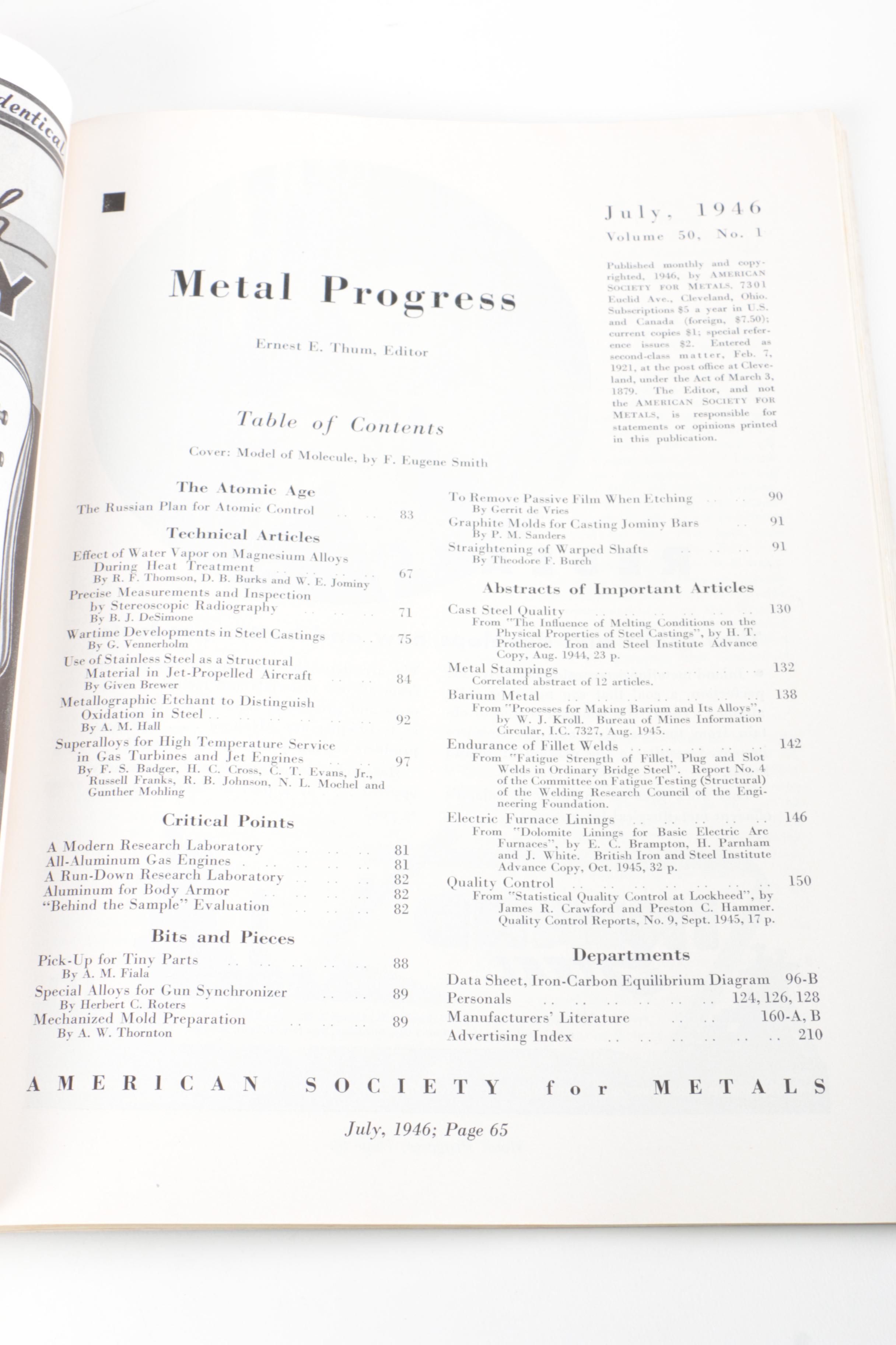 "Metal Progress" and "Purchasing" Magazine