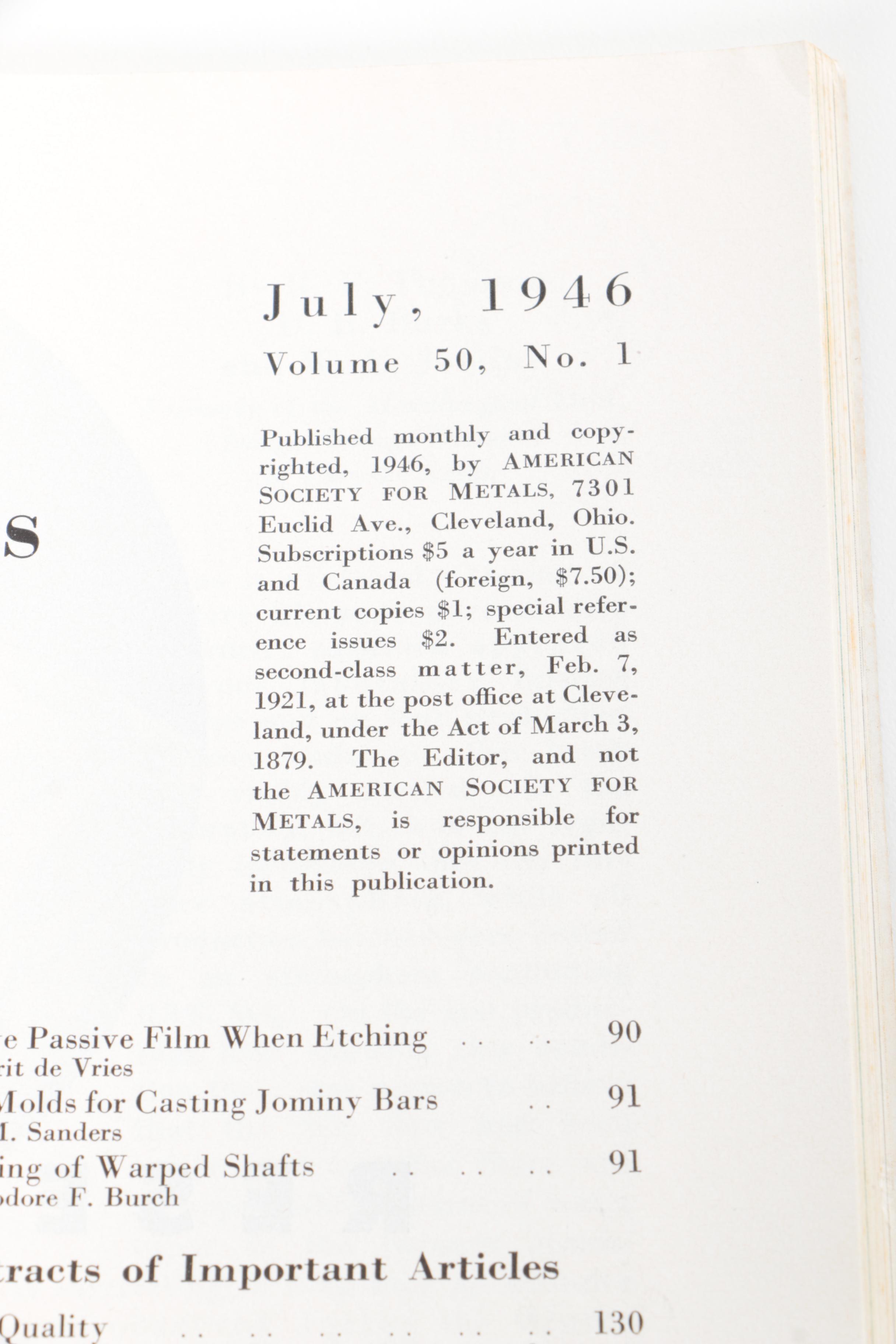 "Metal Progress" and "Purchasing" Magazine