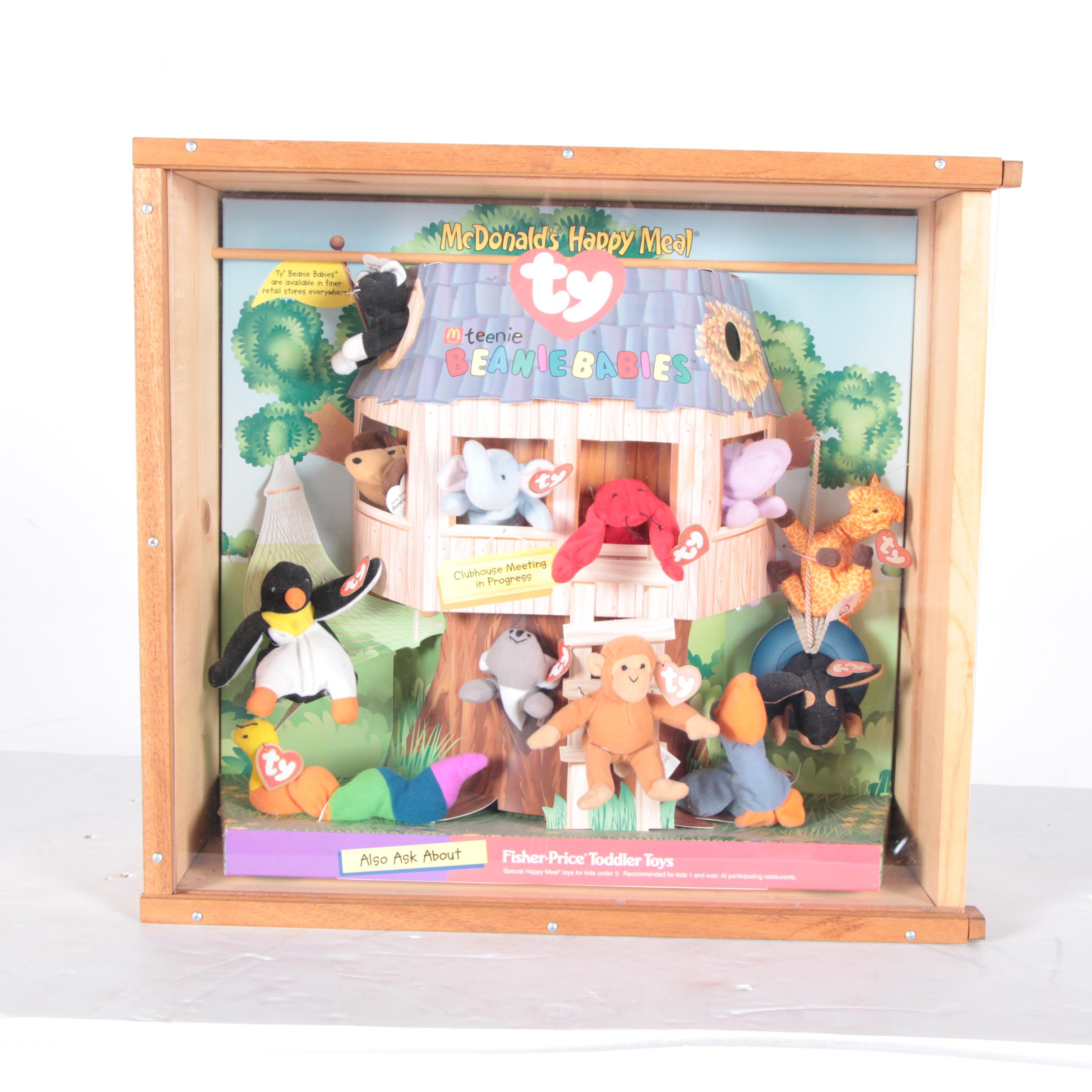 McDonald's Happy Meal Ty Teenie Beanie Babies in Wooden Case Display