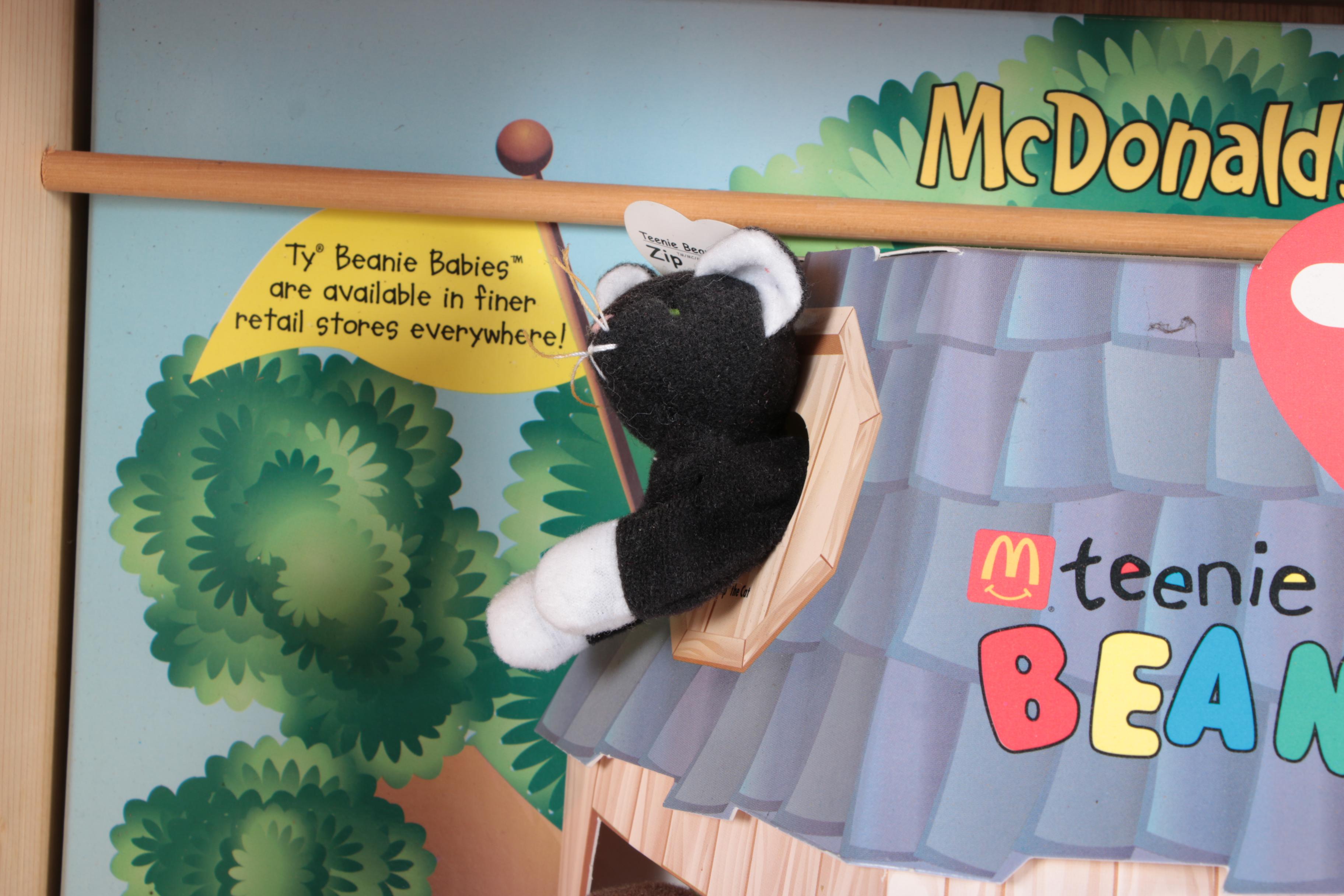 McDonald's Happy Meal Ty Teenie Beanie Babies in Wooden Case Display