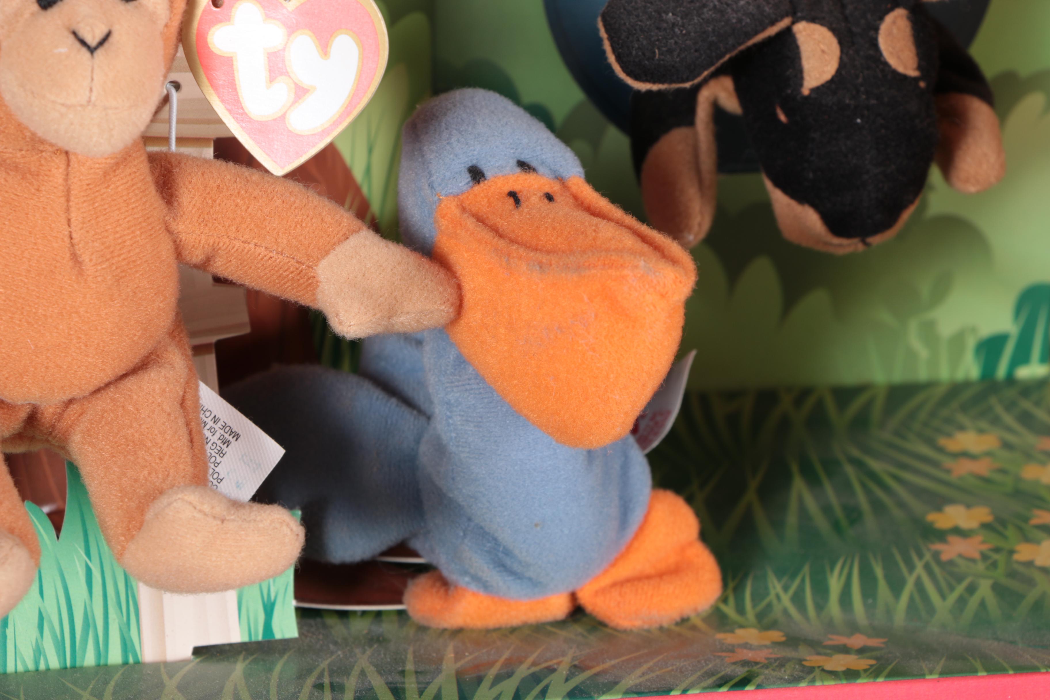 McDonald's Happy Meal Ty Teenie Beanie Babies in Wooden Case Display