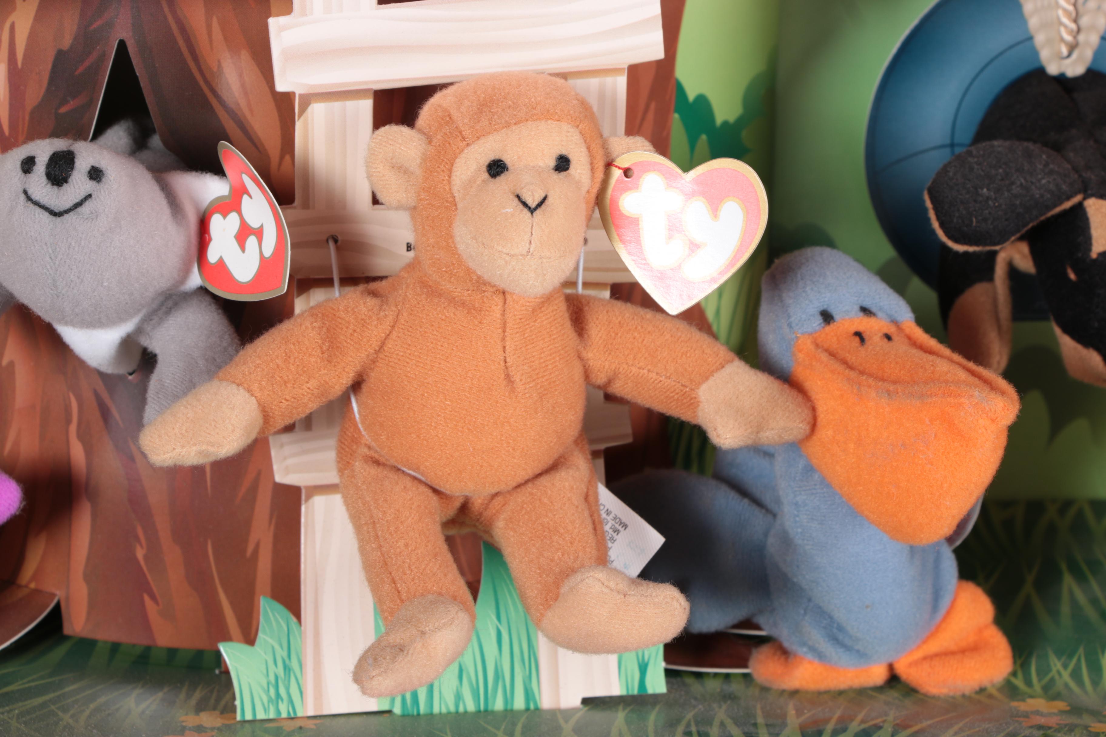 McDonald's Happy Meal Ty Teenie Beanie Babies in Wooden Case Display