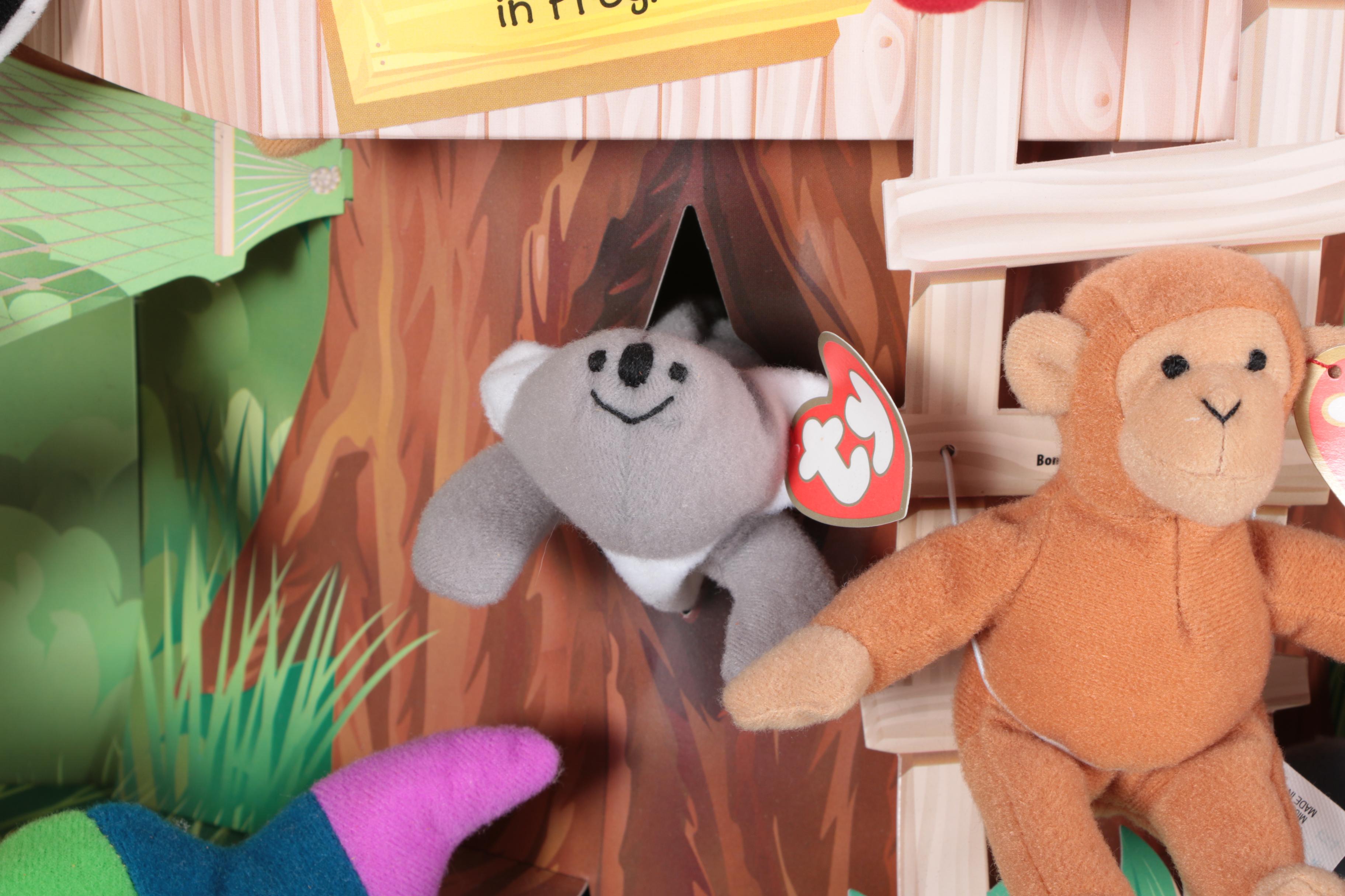 McDonald's Happy Meal Ty Teenie Beanie Babies in Wooden Case Display