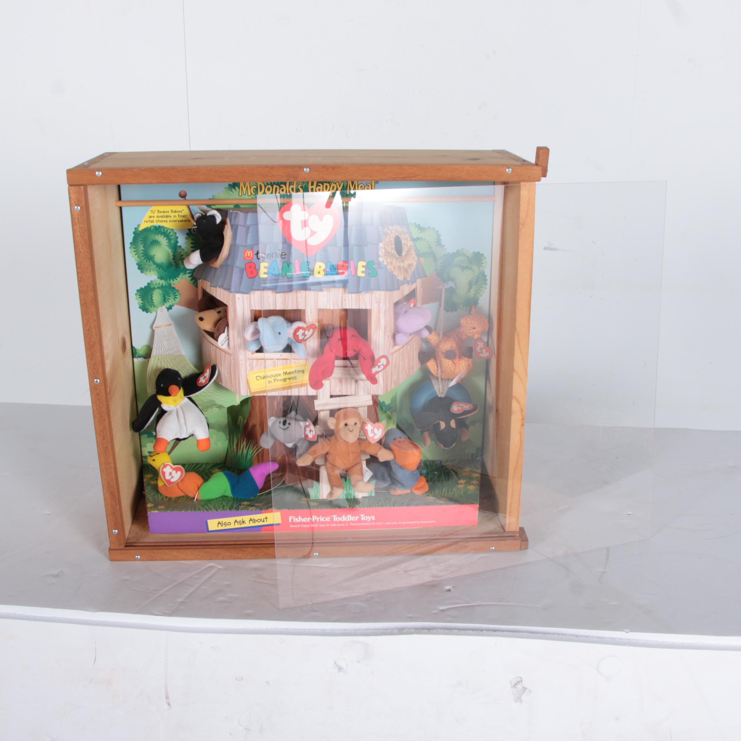 McDonald's Happy Meal Ty Teenie Beanie Babies in Wooden Case Display