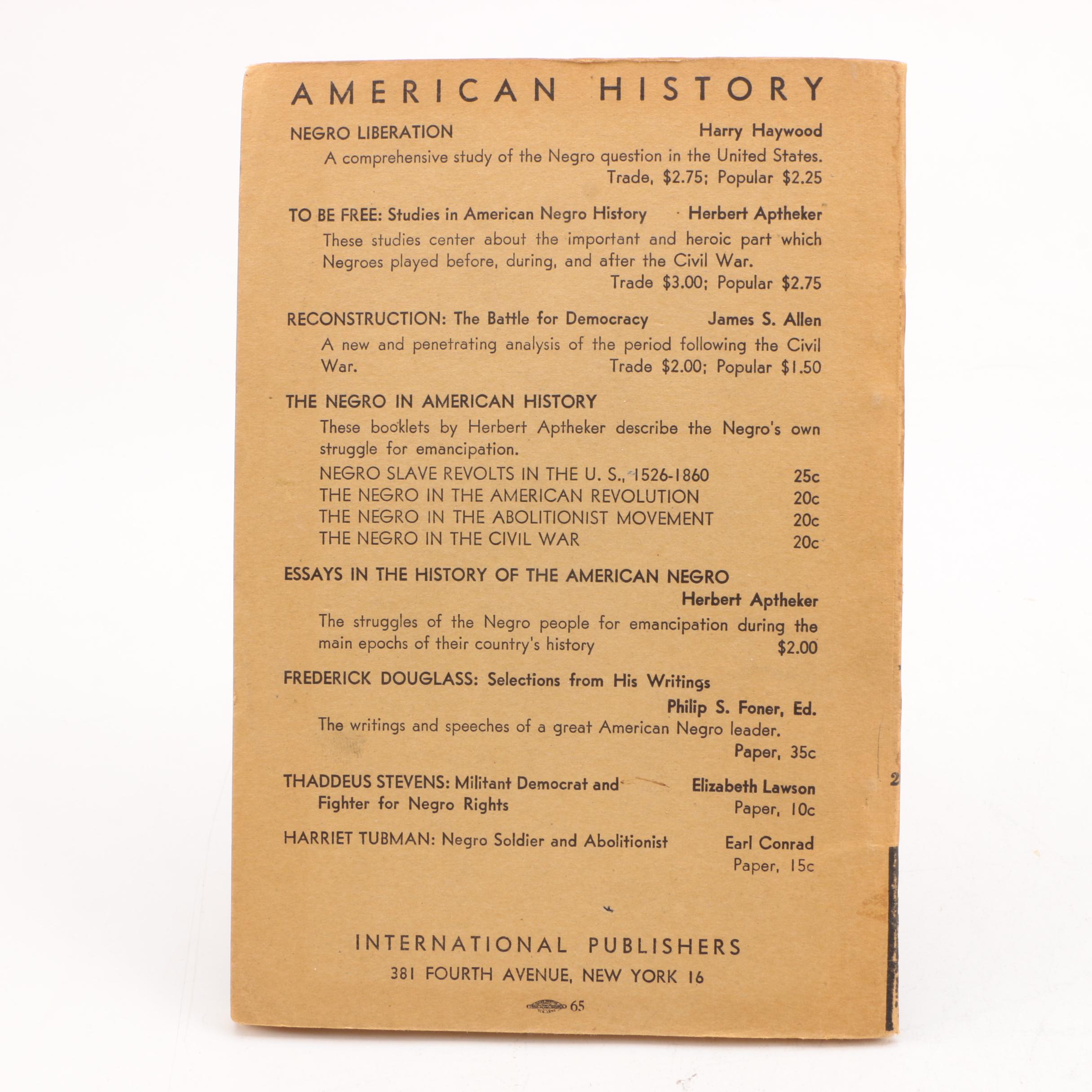 1940 "The Negro in the American Revolution" by Herbert Apthekerg