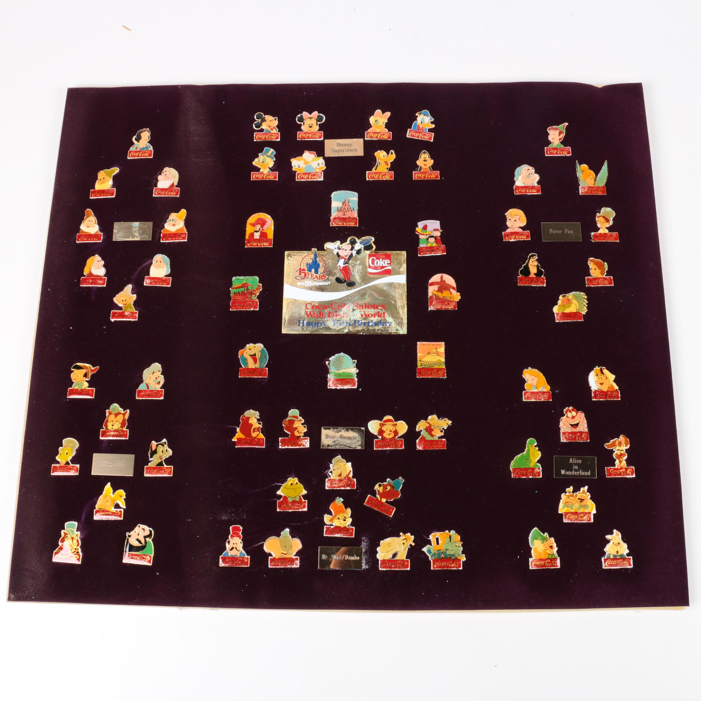 Collection of Disney and Coca-Cola Metal Pins