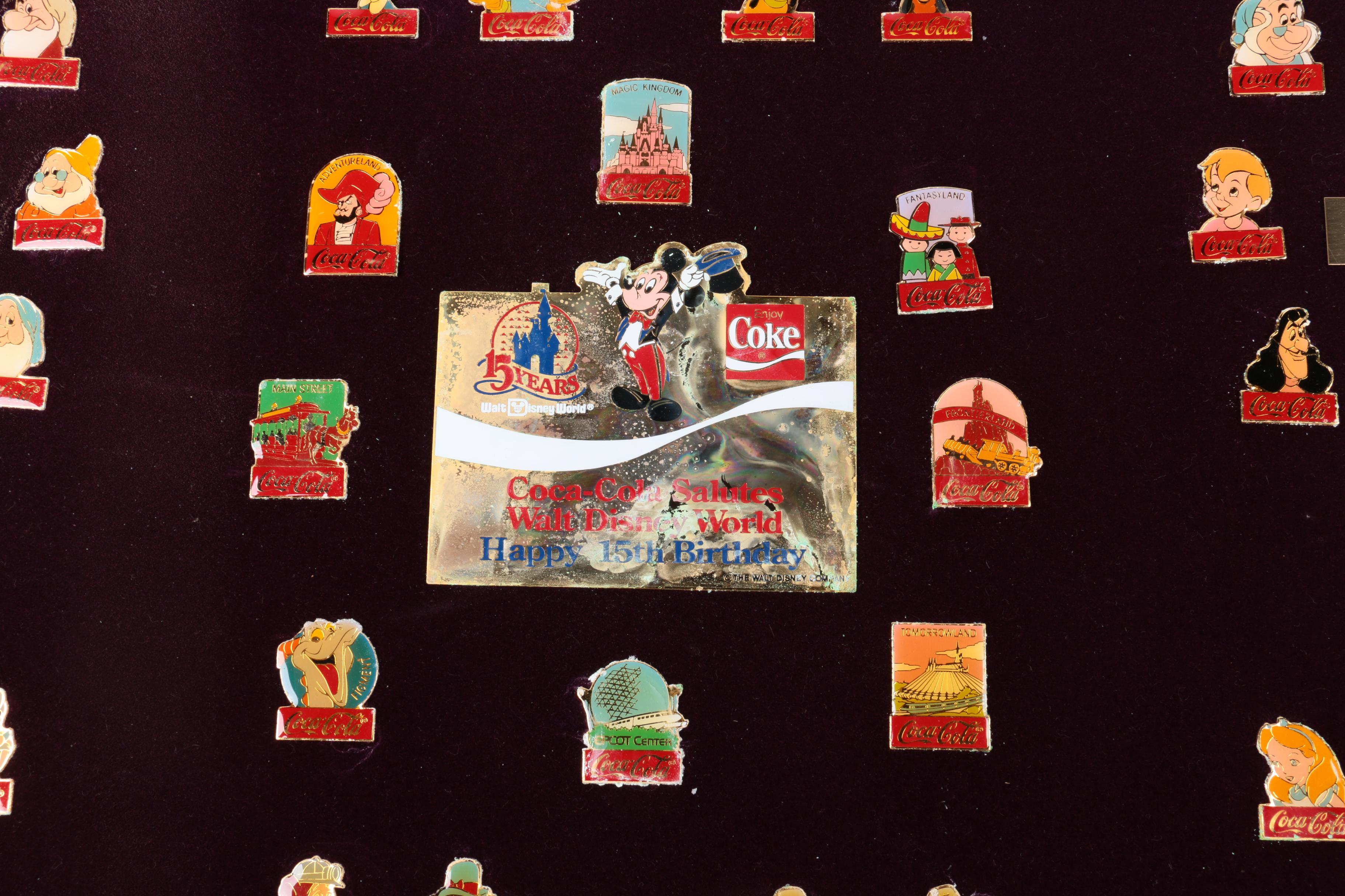 Collection of Disney and Coca-Cola Metal Pins